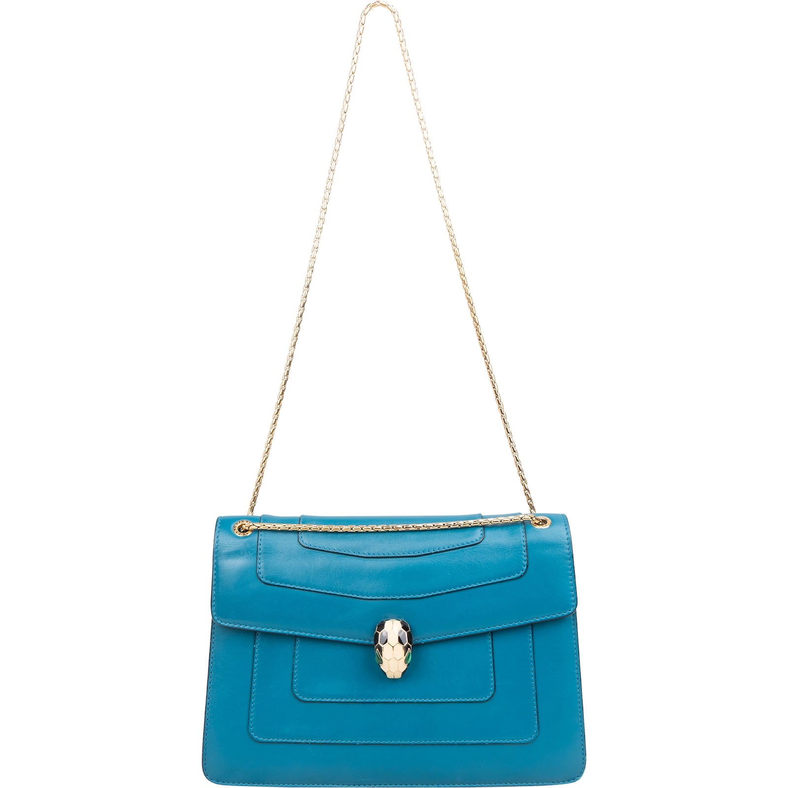 Bvlgari Blue Leather Serpenti Forever Shoulder Bag