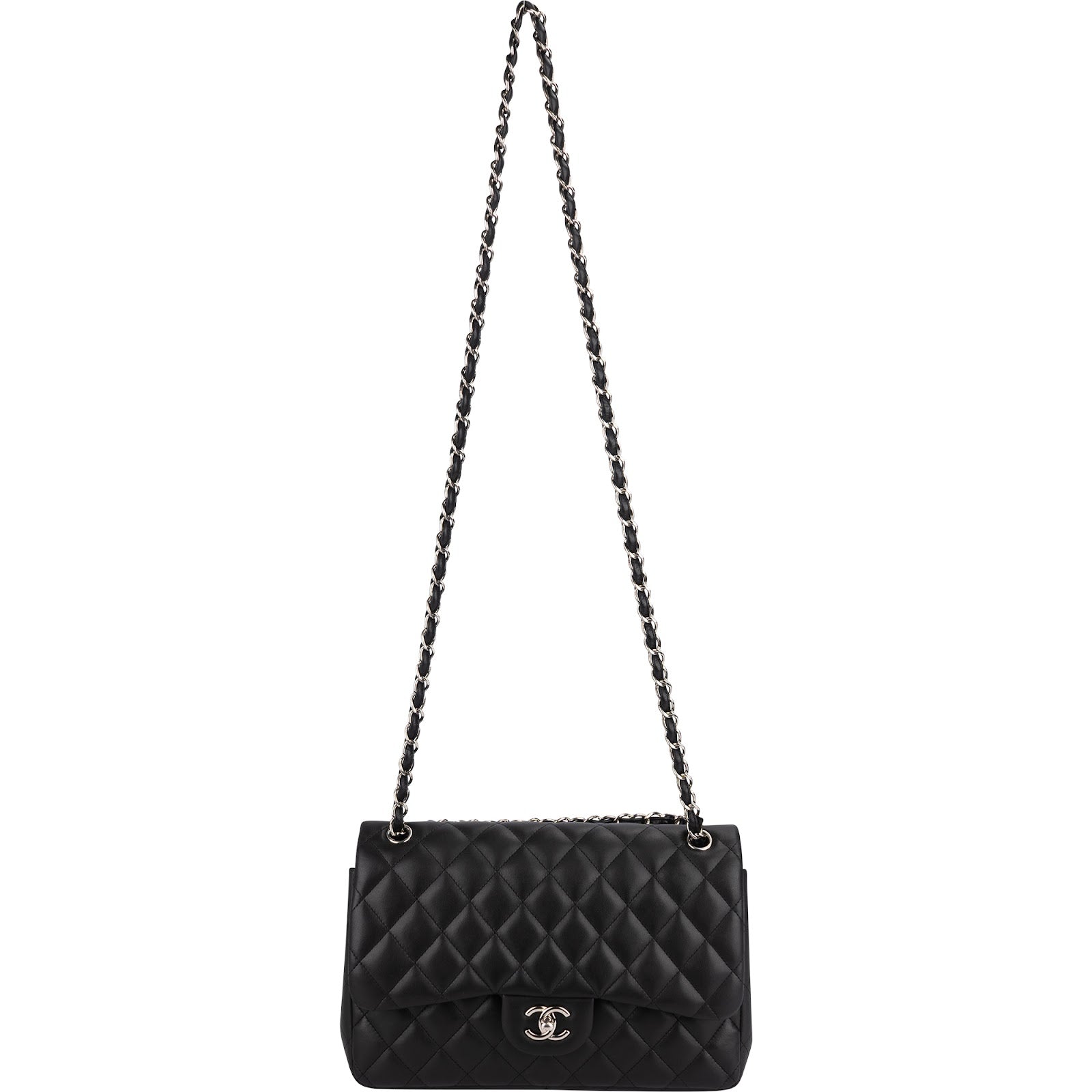 Chanel Quilted Lambskin Palladium Jumbo Double-Flap Crossbody Bag