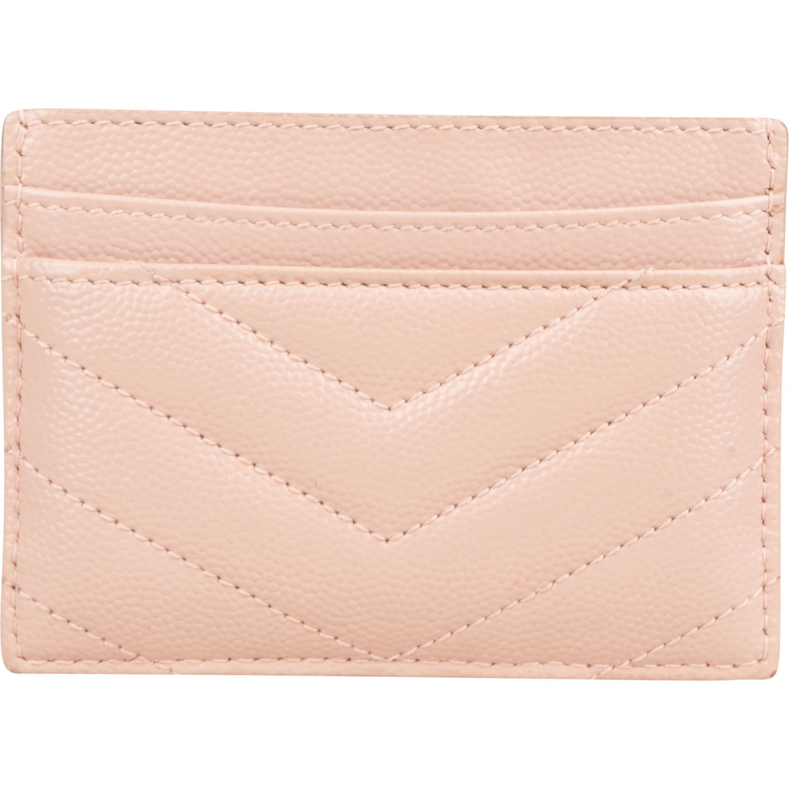 Saint Laurent Grain de Poudre Leather Chevron Card Holder