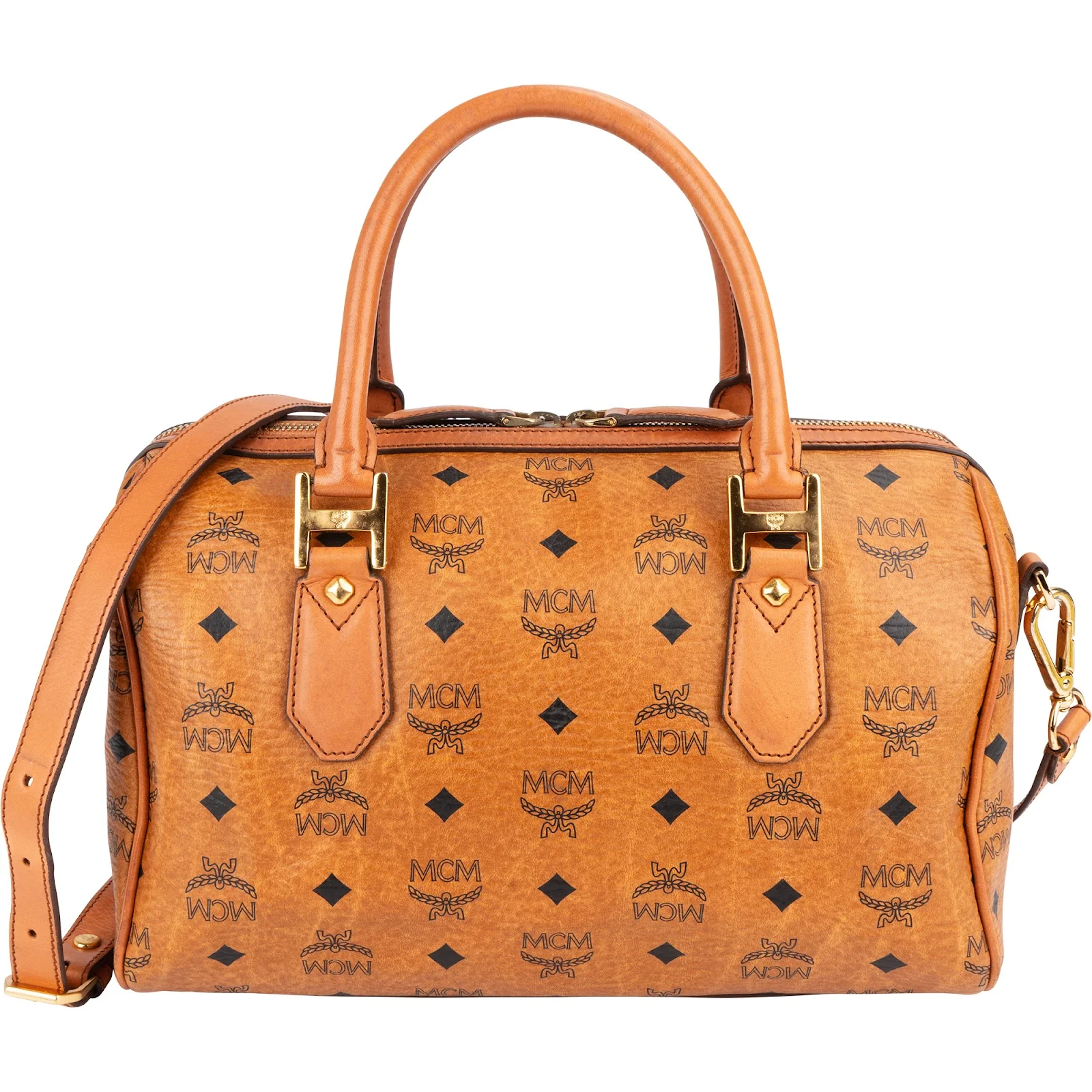 MCM Monogram Visetos Heritage Boston Bag