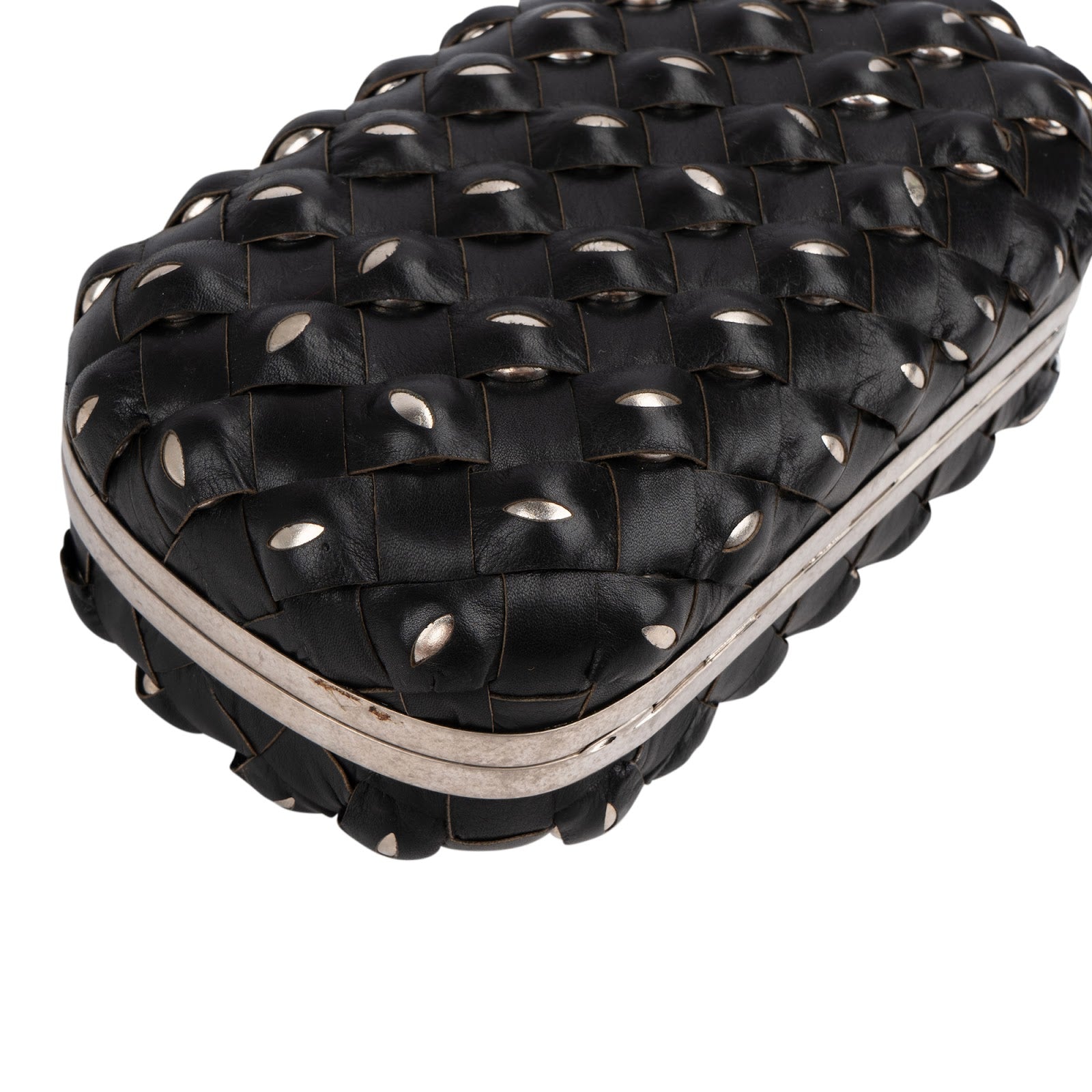 Alexander McQueen Woven Leather Knuckle Duster Small Clutch