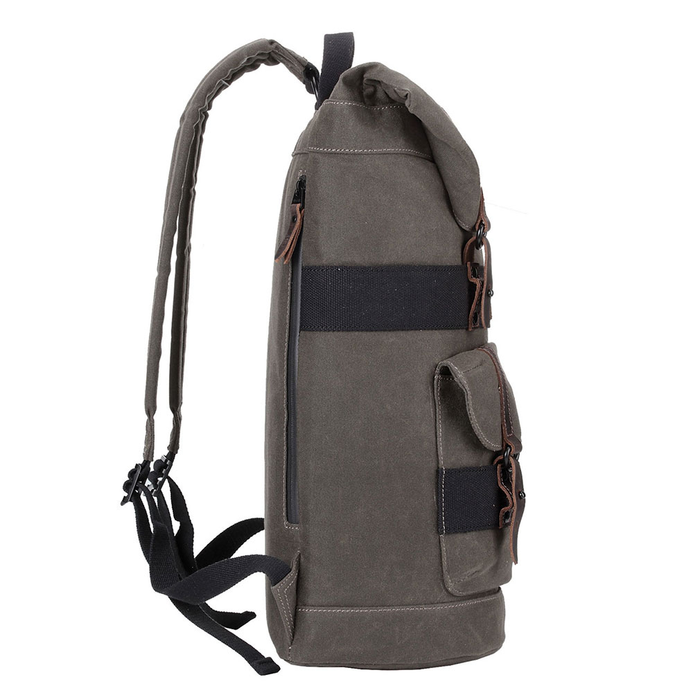 Heritage Waxed Canvas Fold Top Backpack - Olive