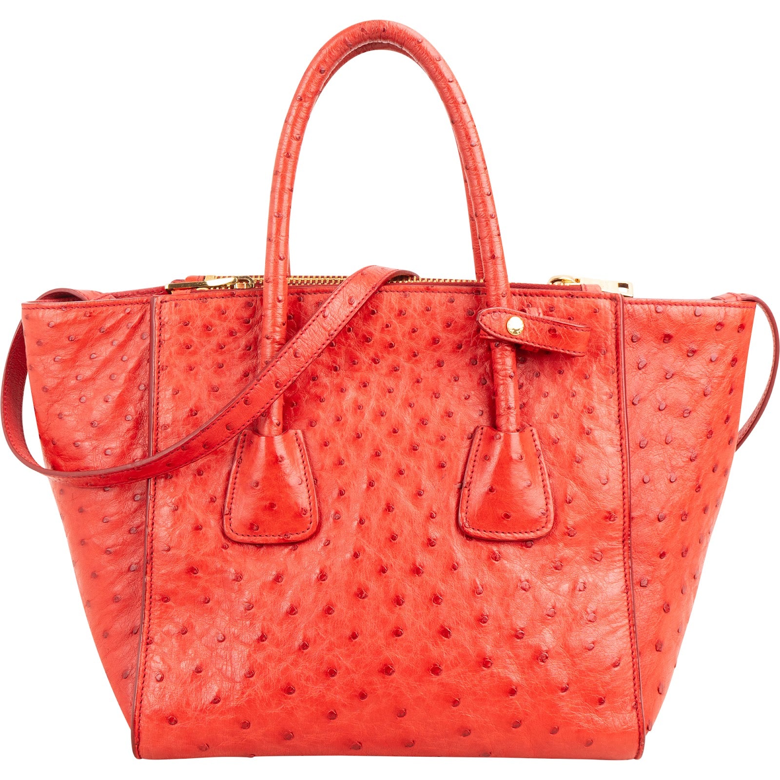 Prada - Ostrich Twin Pocket Crossbody Bag