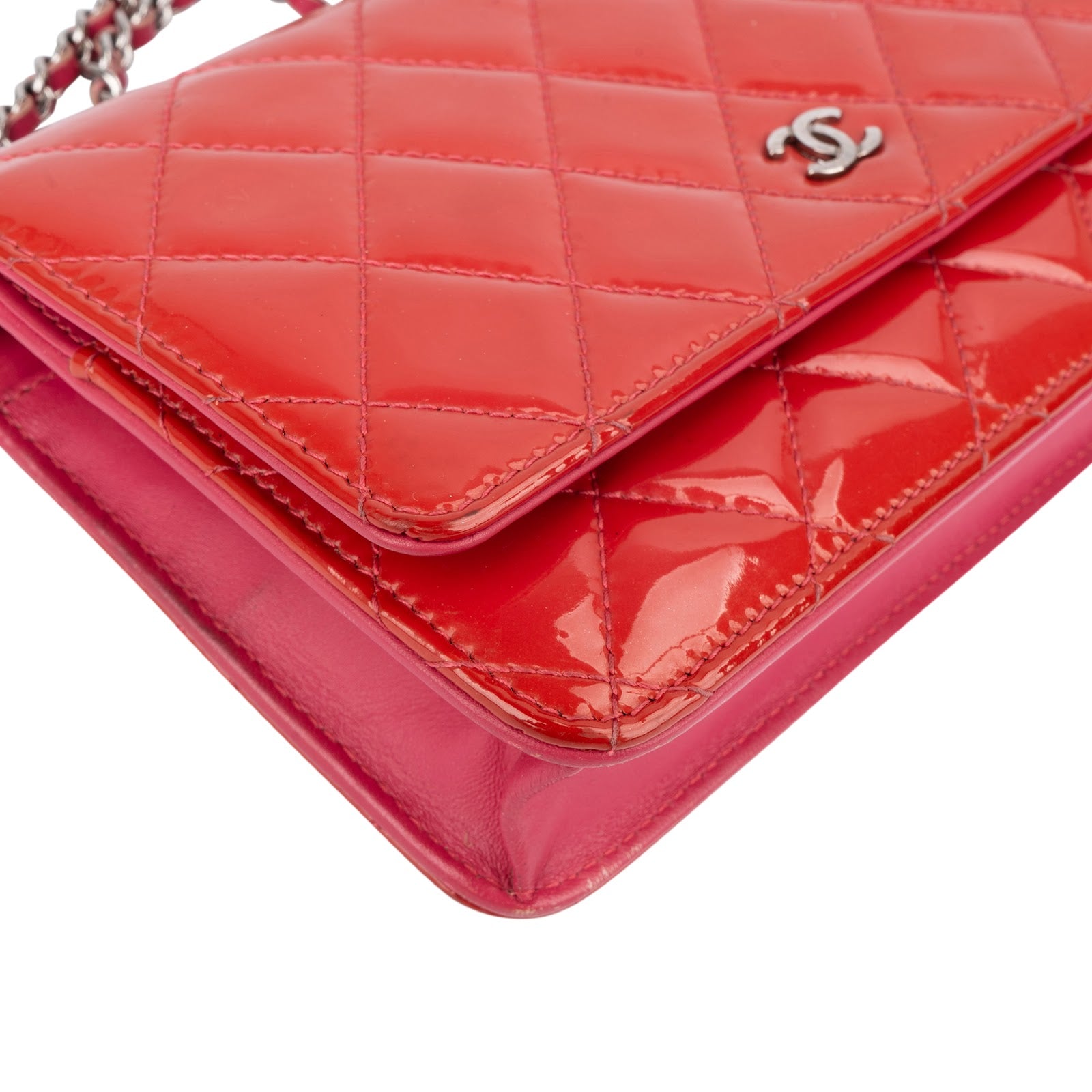 Chanel Quilted Patent Leather Wallet on Chain
