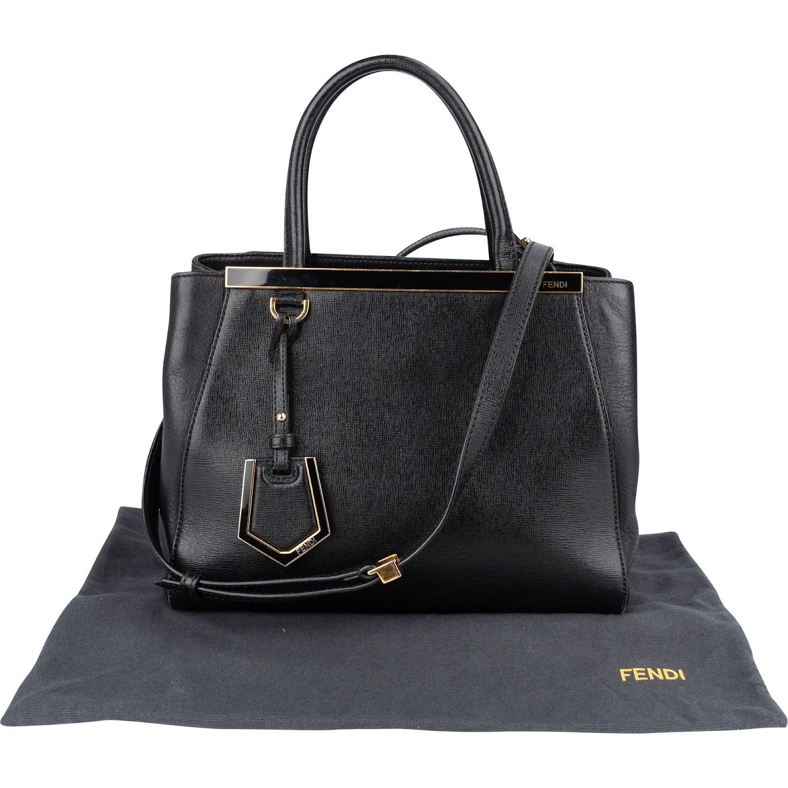 Fendi Black Leather 2Jours Handbag