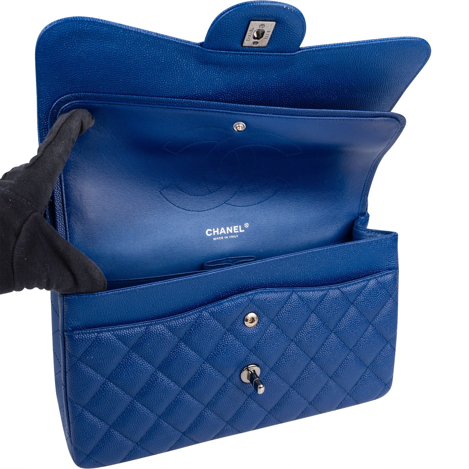 Chanel Quilted Caviar Leather Jumbo Double Flap Crossbody Bag