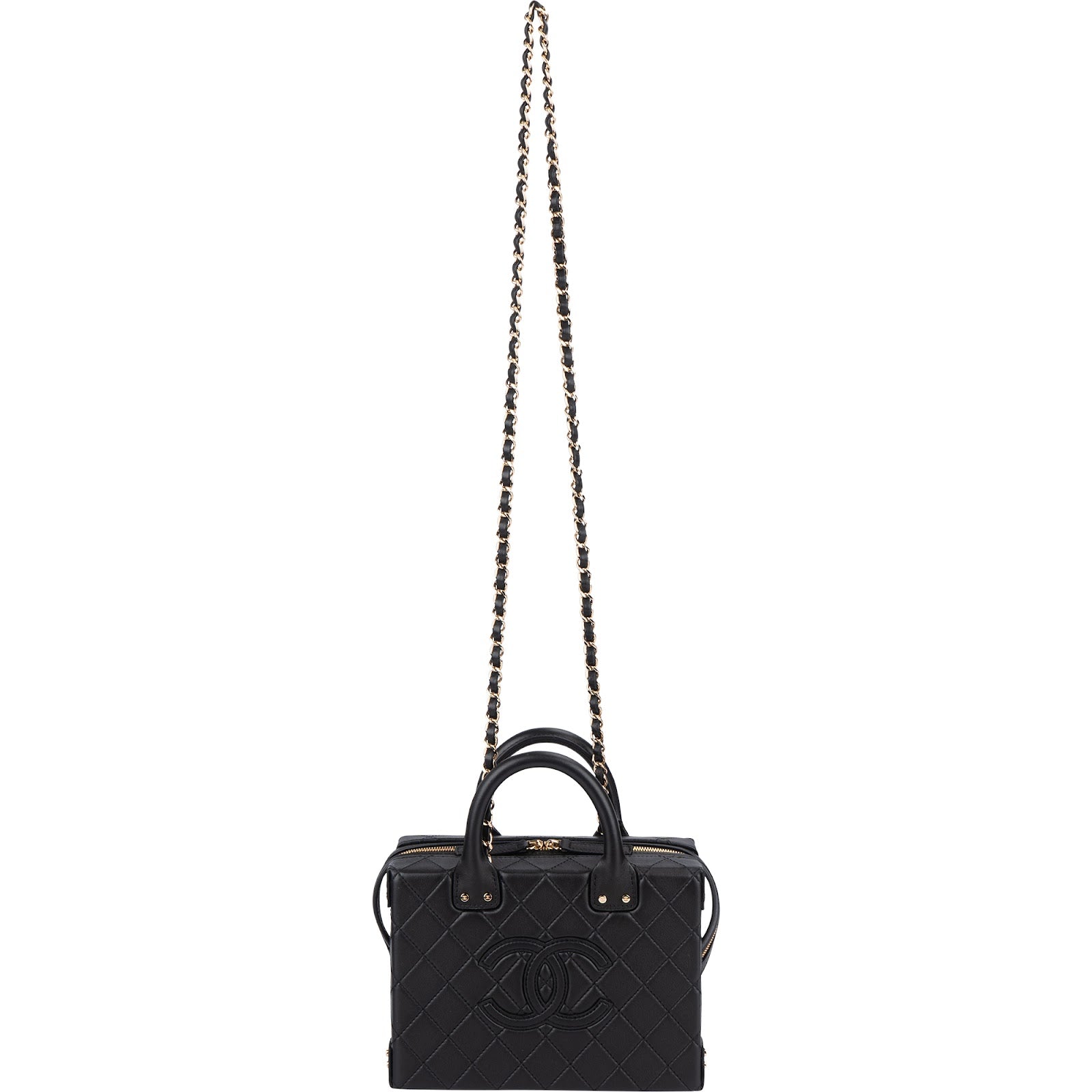 Chanel Quilted Lambskin CC Stitched Vanity Crossbody Handbag