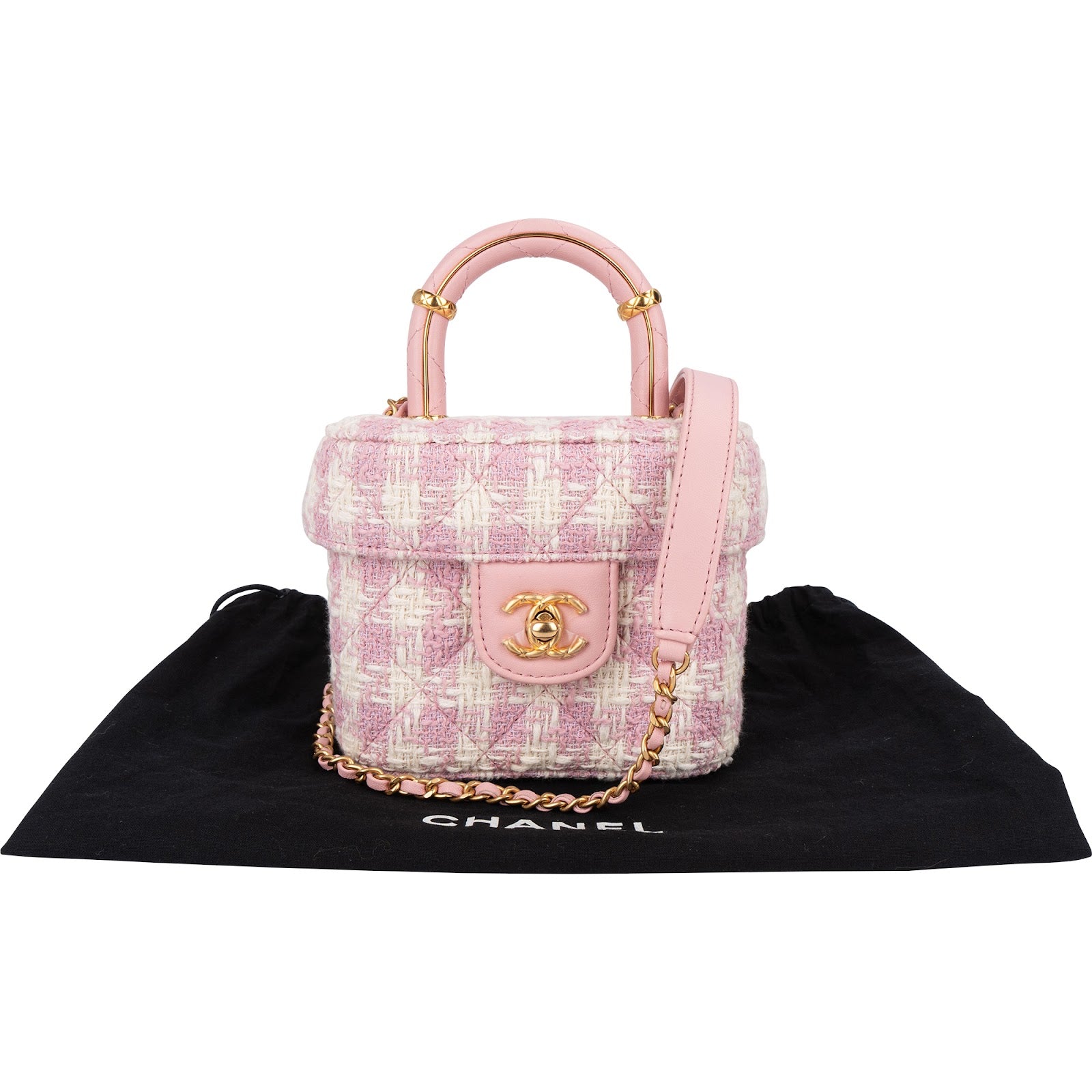 Chanel Quilted Tweed Top Handle CC Vanity Case