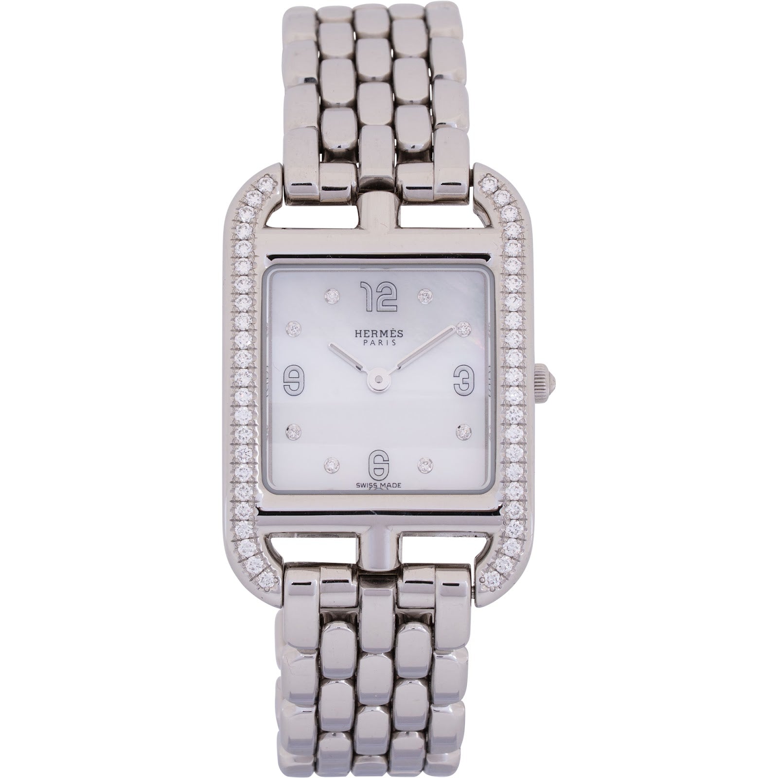 Hermès Silver Tone Diamond Cape Cod CC1.232 Damenuhr