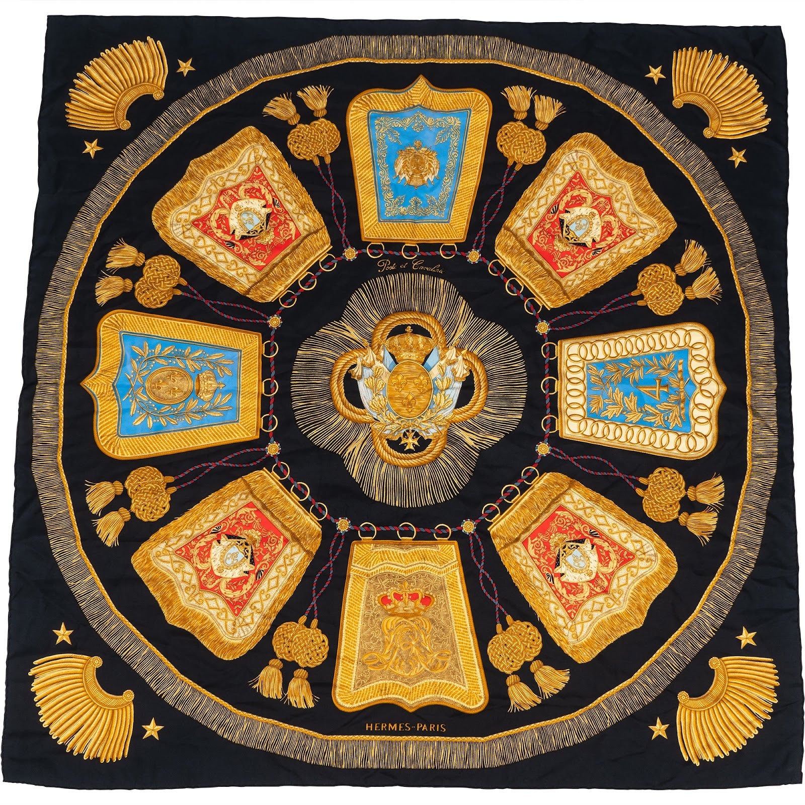 Hermès Pols et Cocardes Silk Carre 90 Tuch