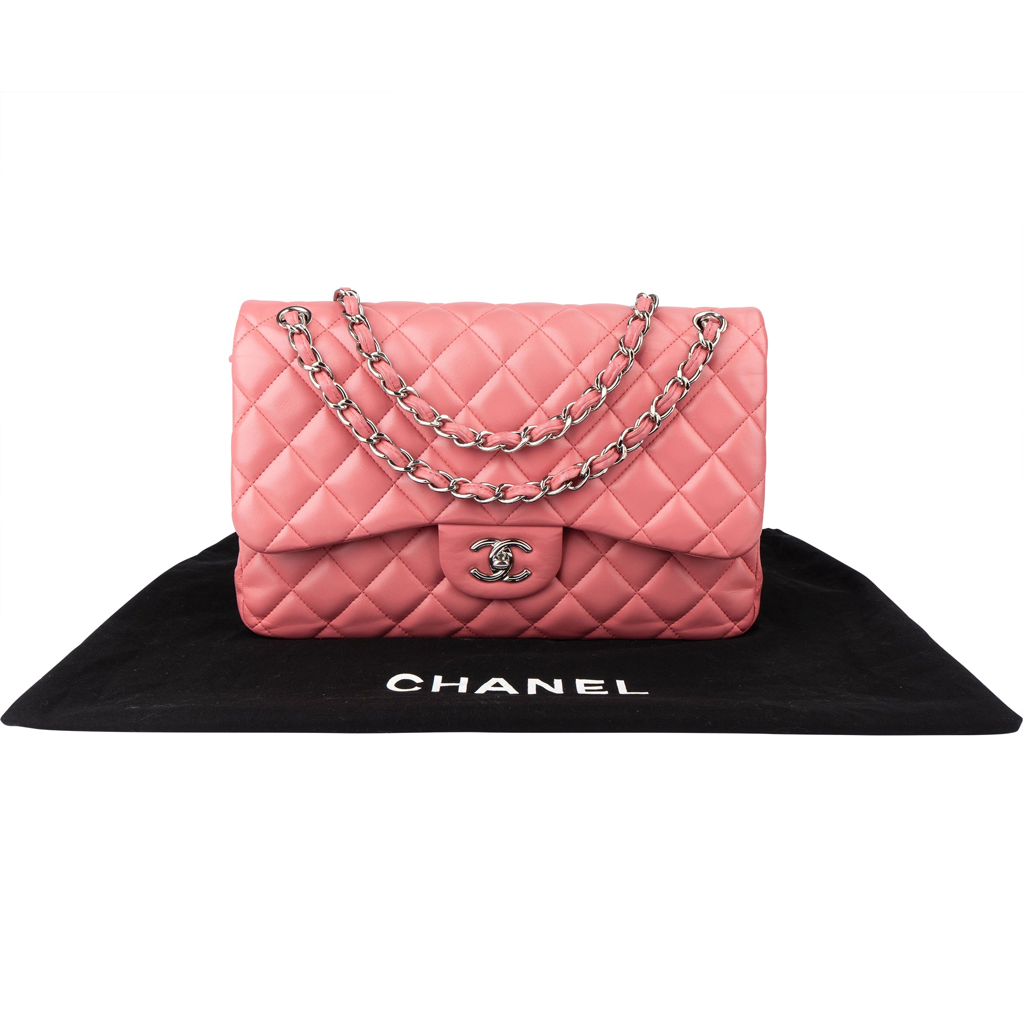 Chanel Quilted Lambskin Jumbo Double Flap Crossbody Bag