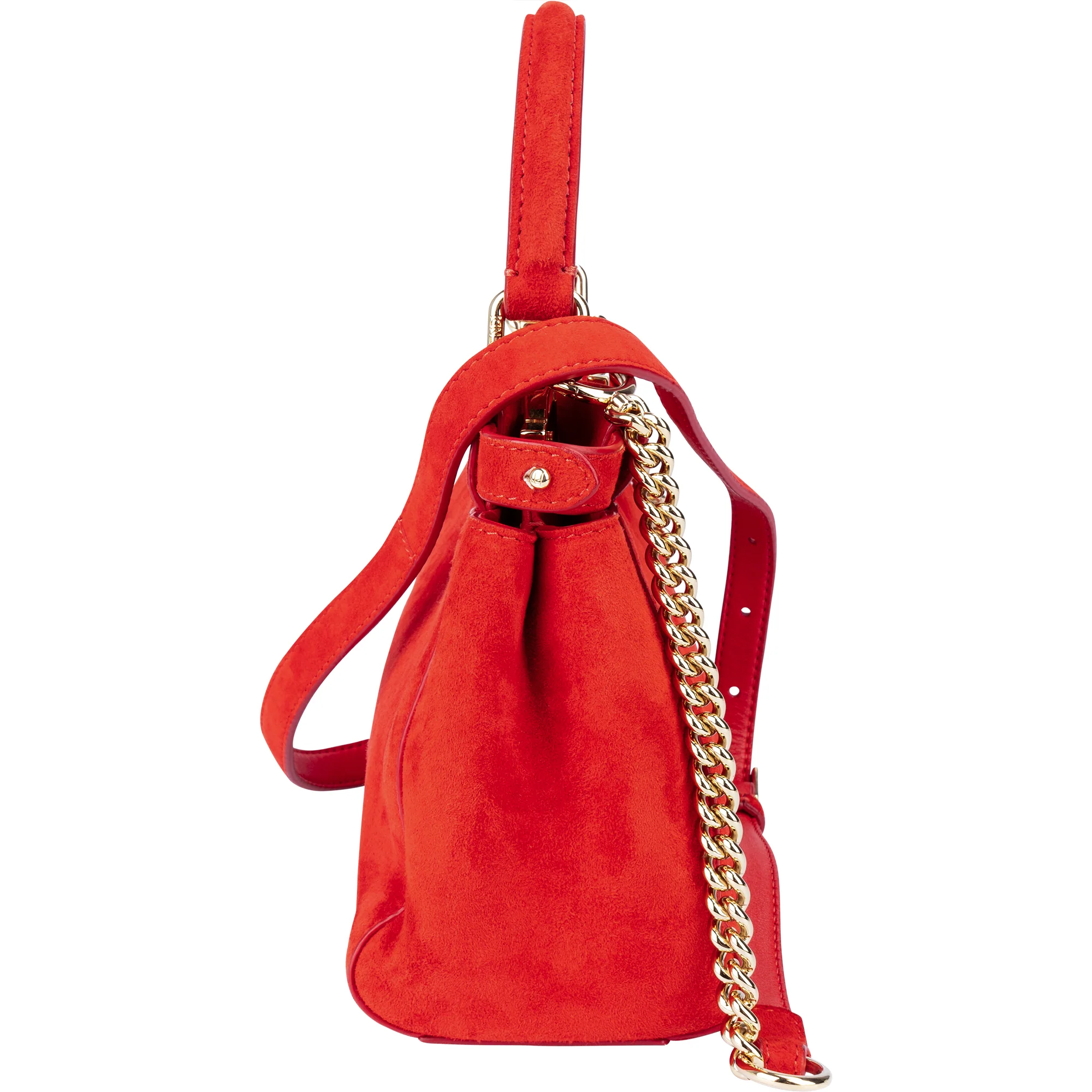 Fendi Red Suede Peekaboo Handbag