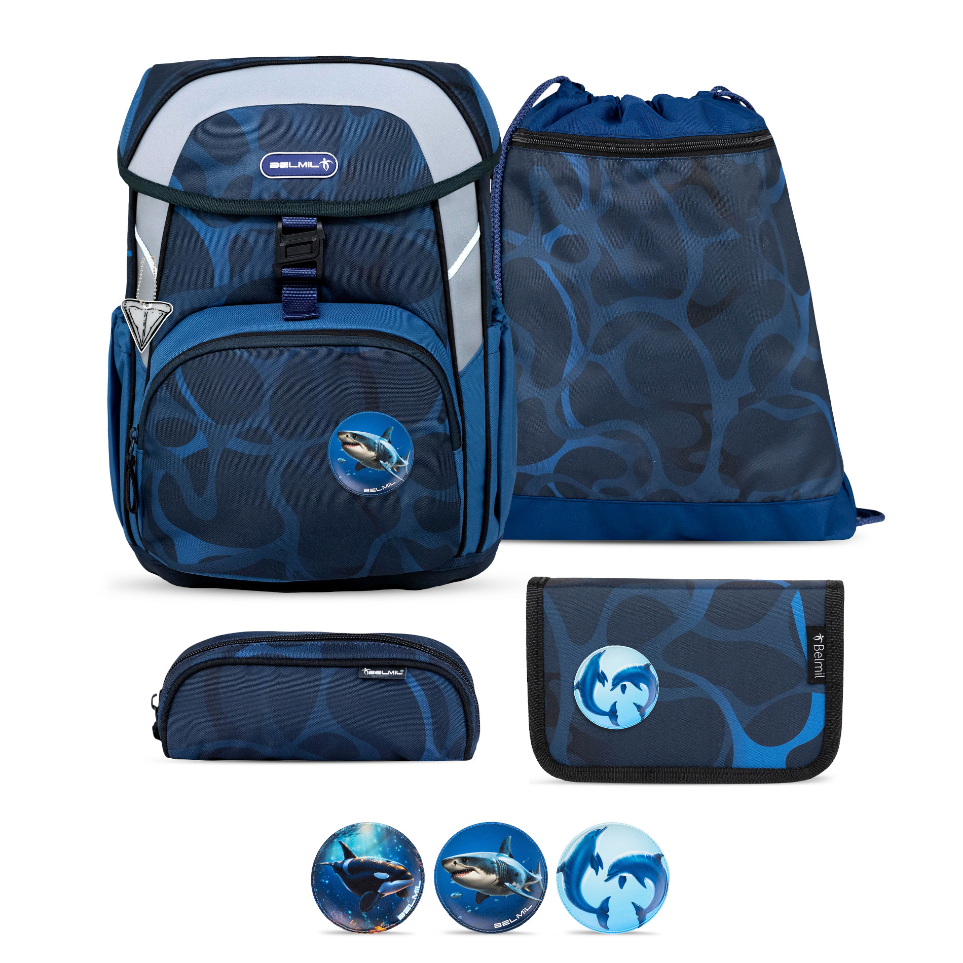 Belmil Maxi ergonomisches Schulranzen-Set 5-teilig "Wave Storm"