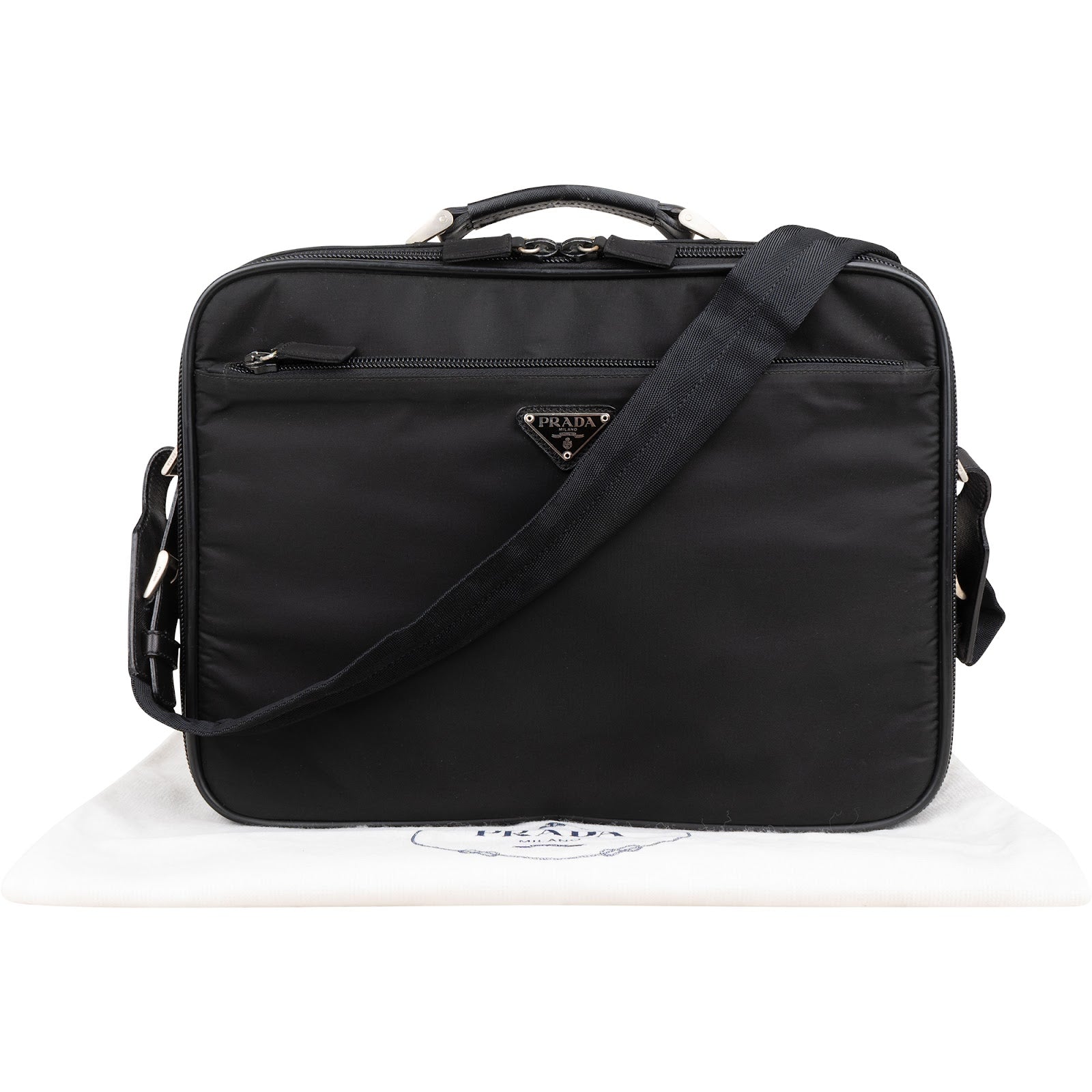 Prada Black Tessuto Nylon Laptop Business Bag