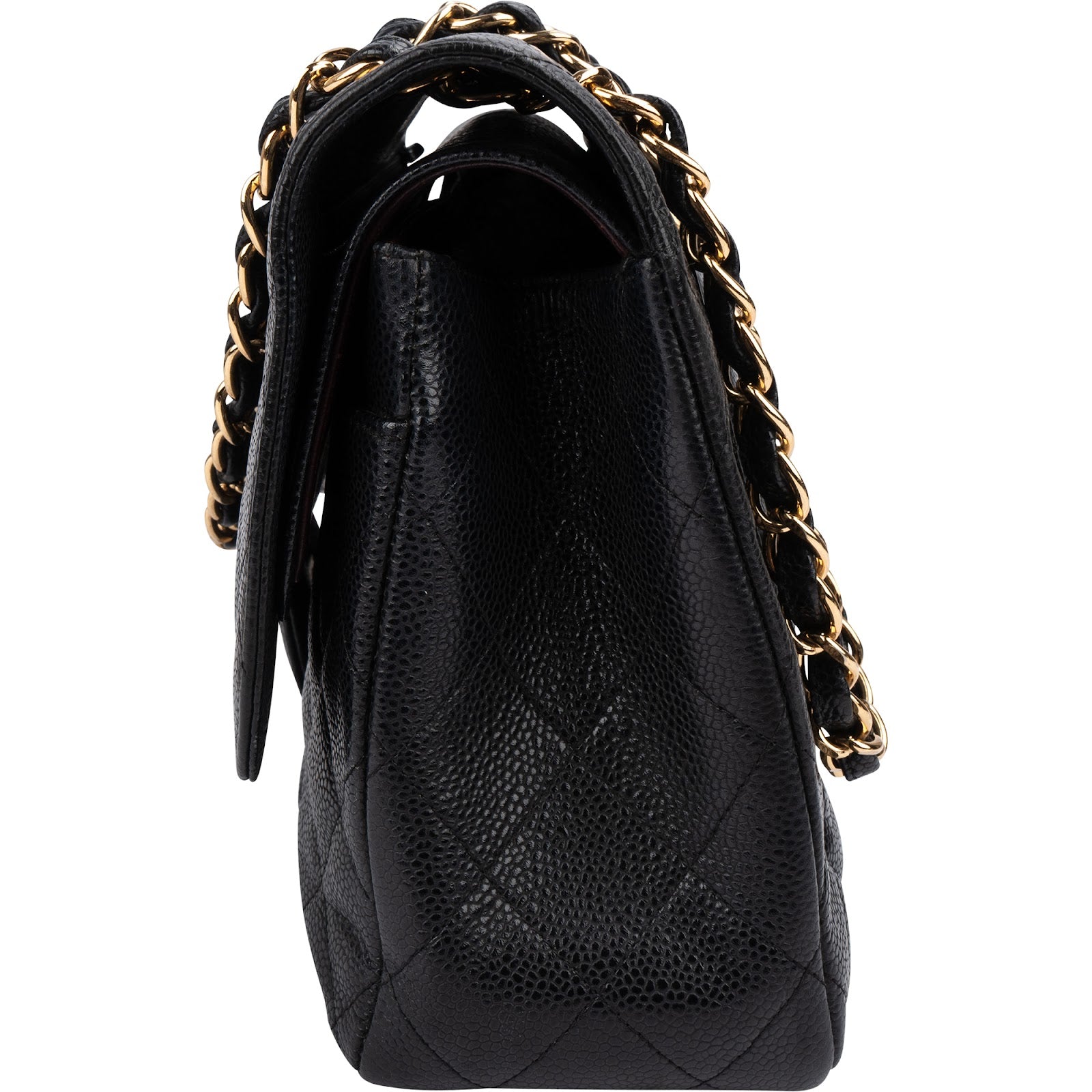 Chanel – Sac à bandoulière Jumbo à double rabat en cuir Caviar matelassé