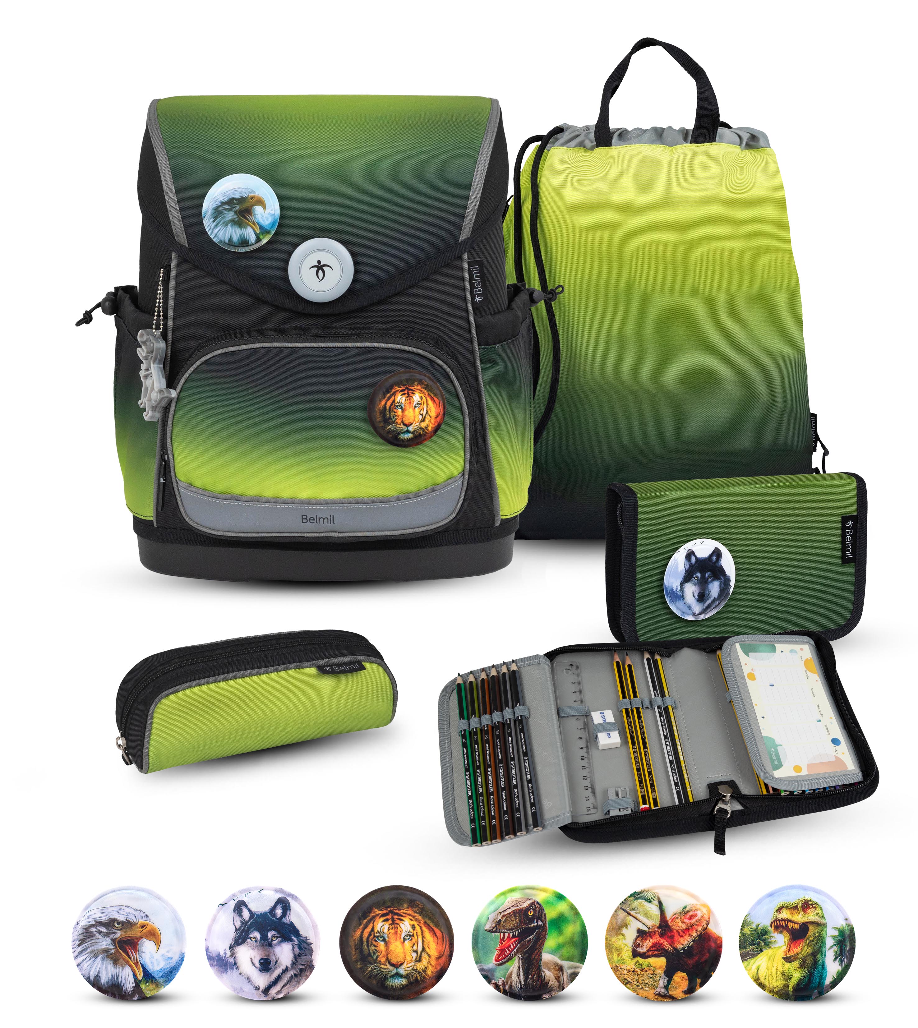 Compact Plus 5-piece satchel set - Black Green