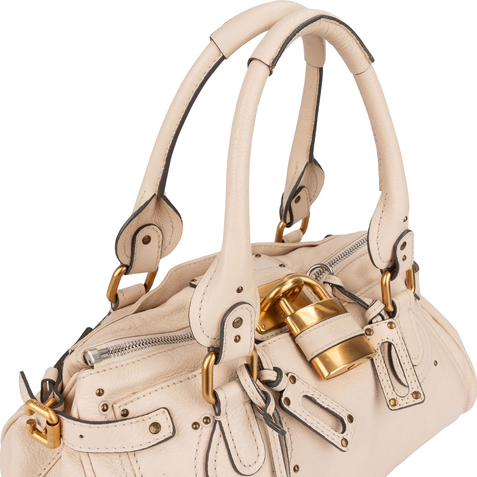 Chloé White Leather Paddington Handbag