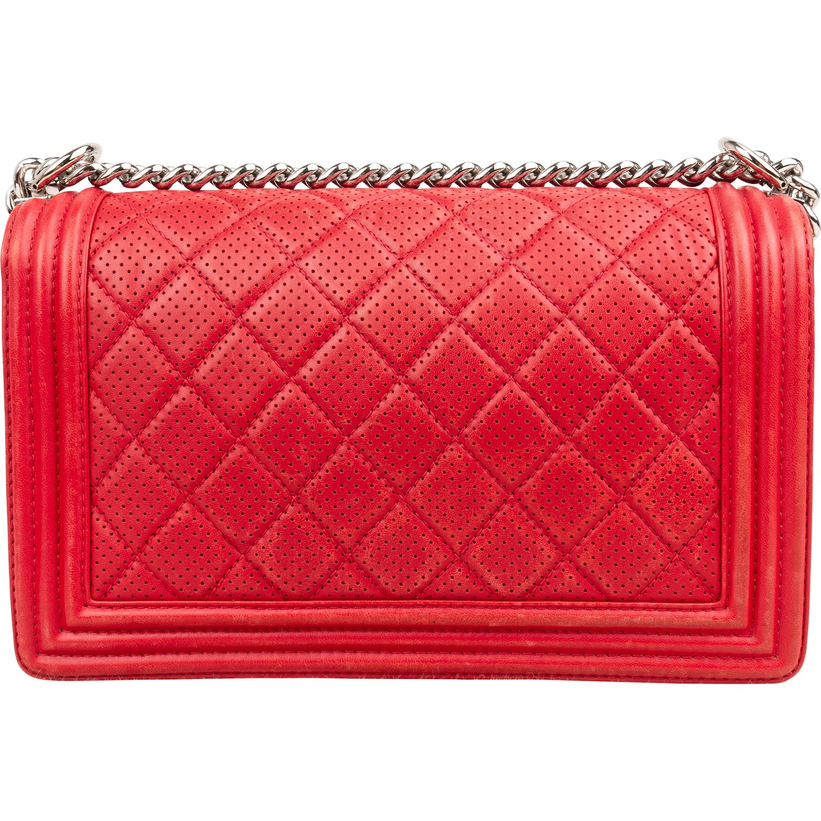 Chanel Quilted Perforated Leather Large Boy Single Flap Crossbody Bag