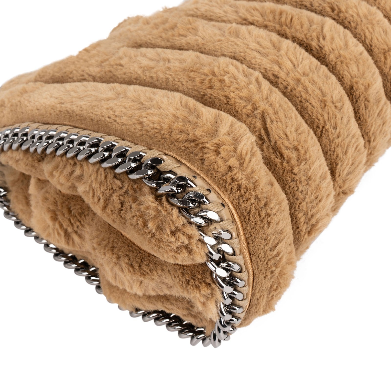 Stella McCartney Quilted Padded Faux Fur Falabella Fold Over Crossbody Bag