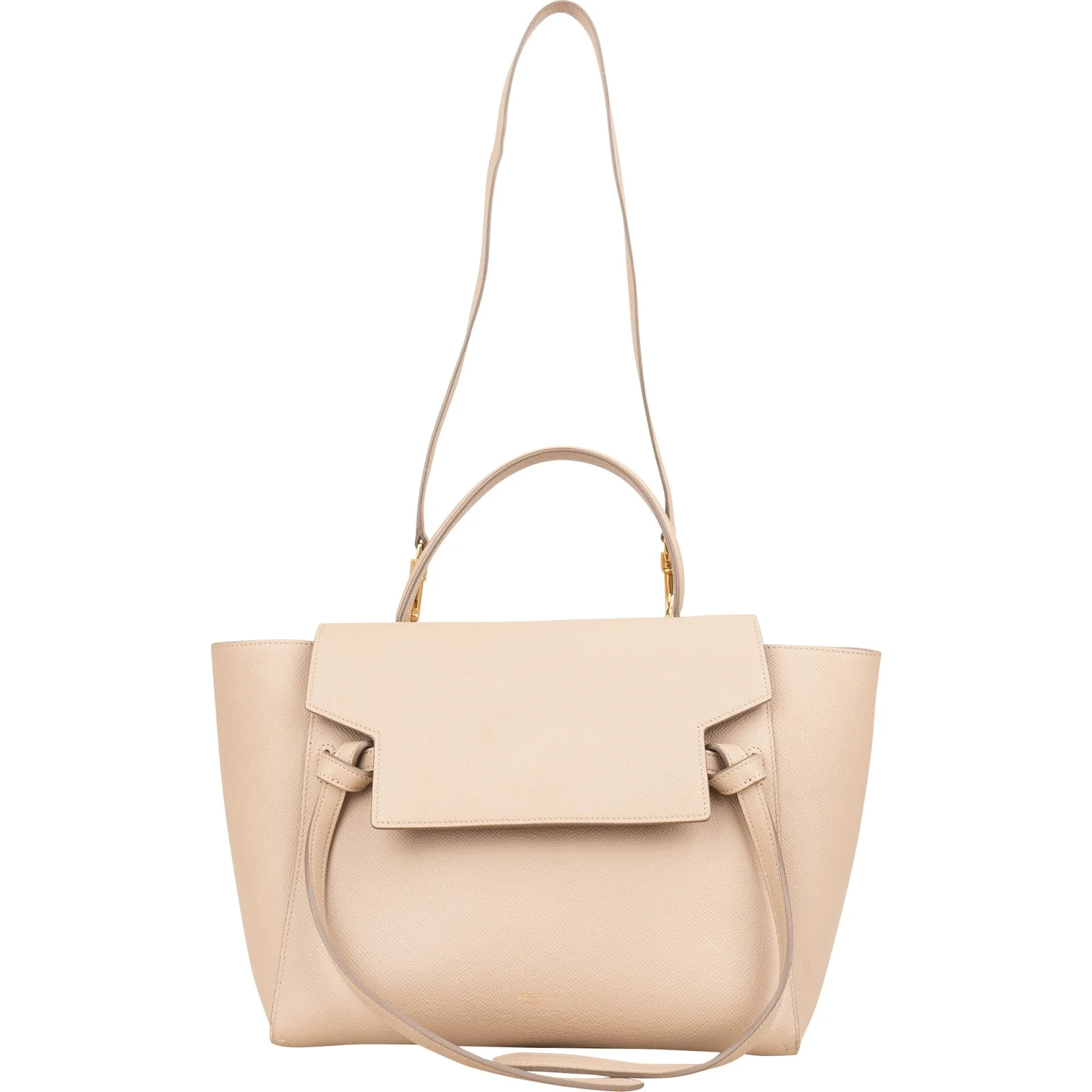 Celine Beige Leather Grained Calfskin Belt Handbag