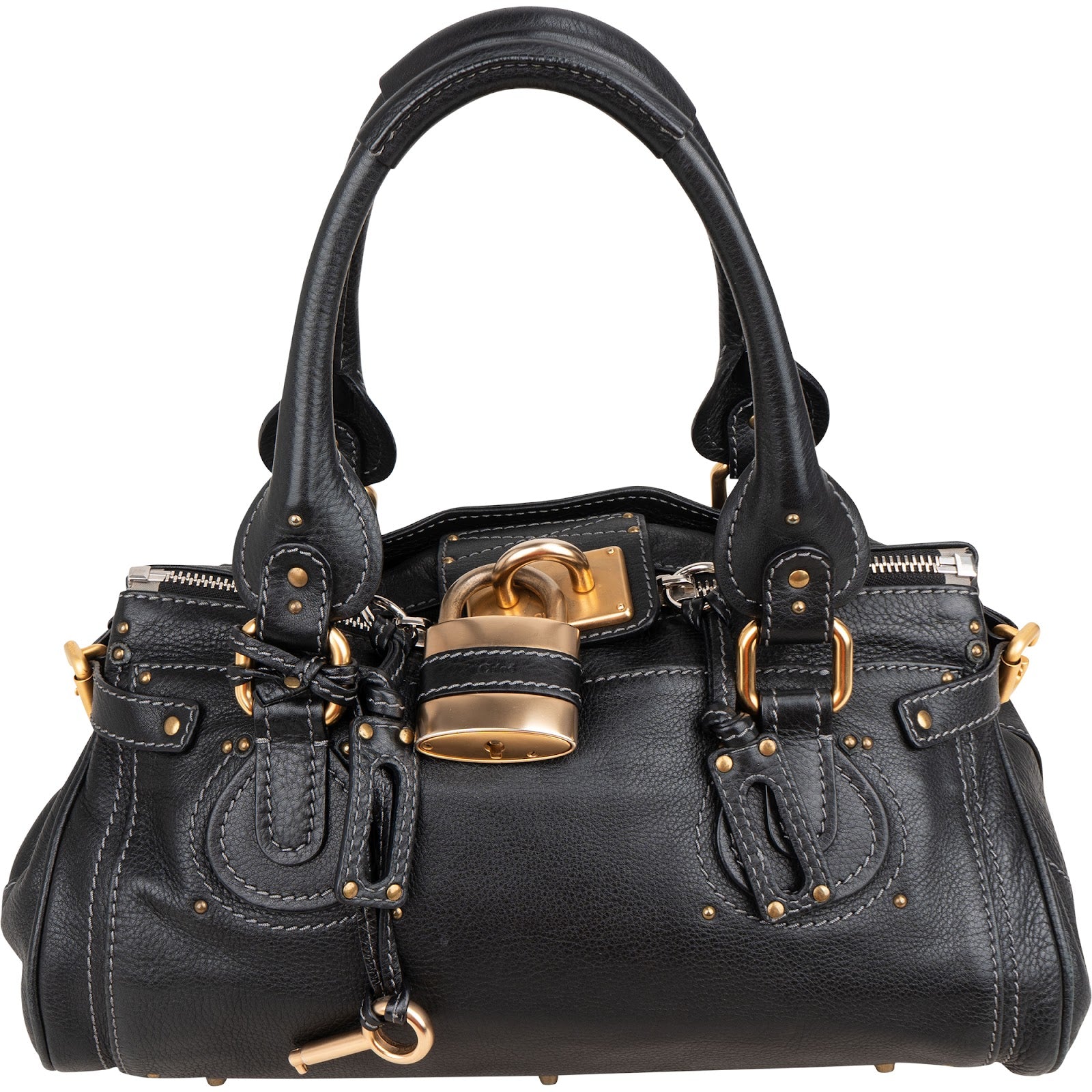 Chloé Black Leather Paddington Satchel Handbag