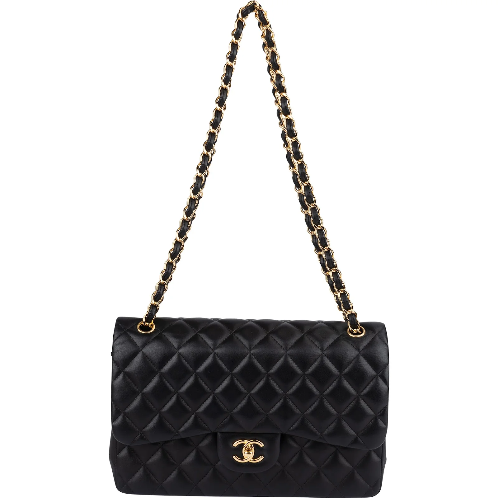 Chanel Quilted Lambskin Jumbo Double Flap Crossbody Bag