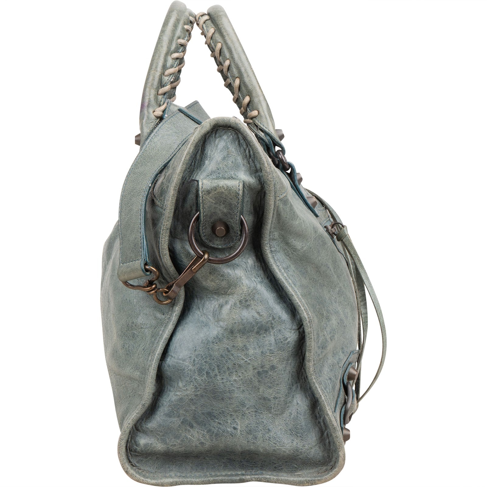 Balenciaga Petrol Leather City Handbag