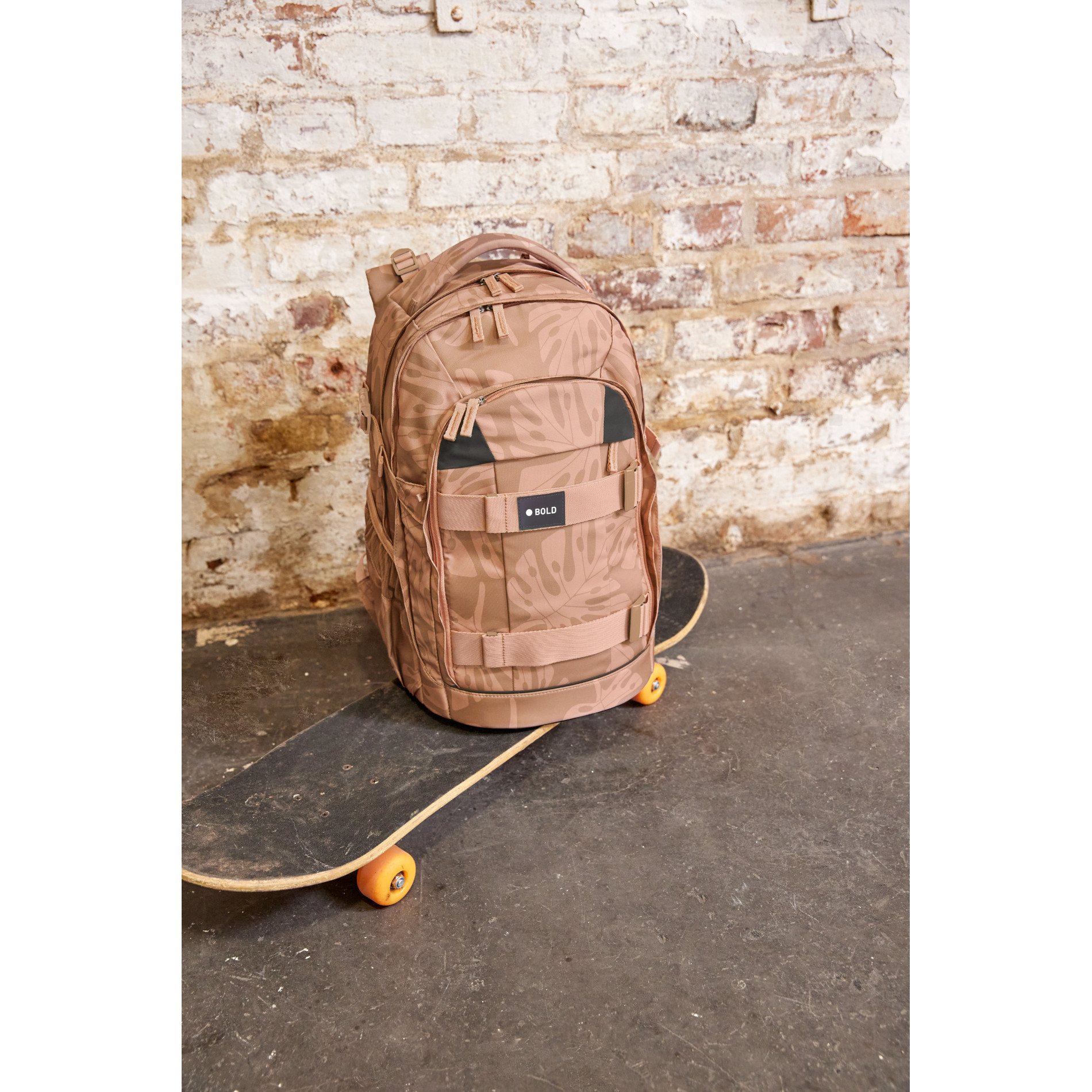 School Backpack Origin Bold - Leaves Caramel