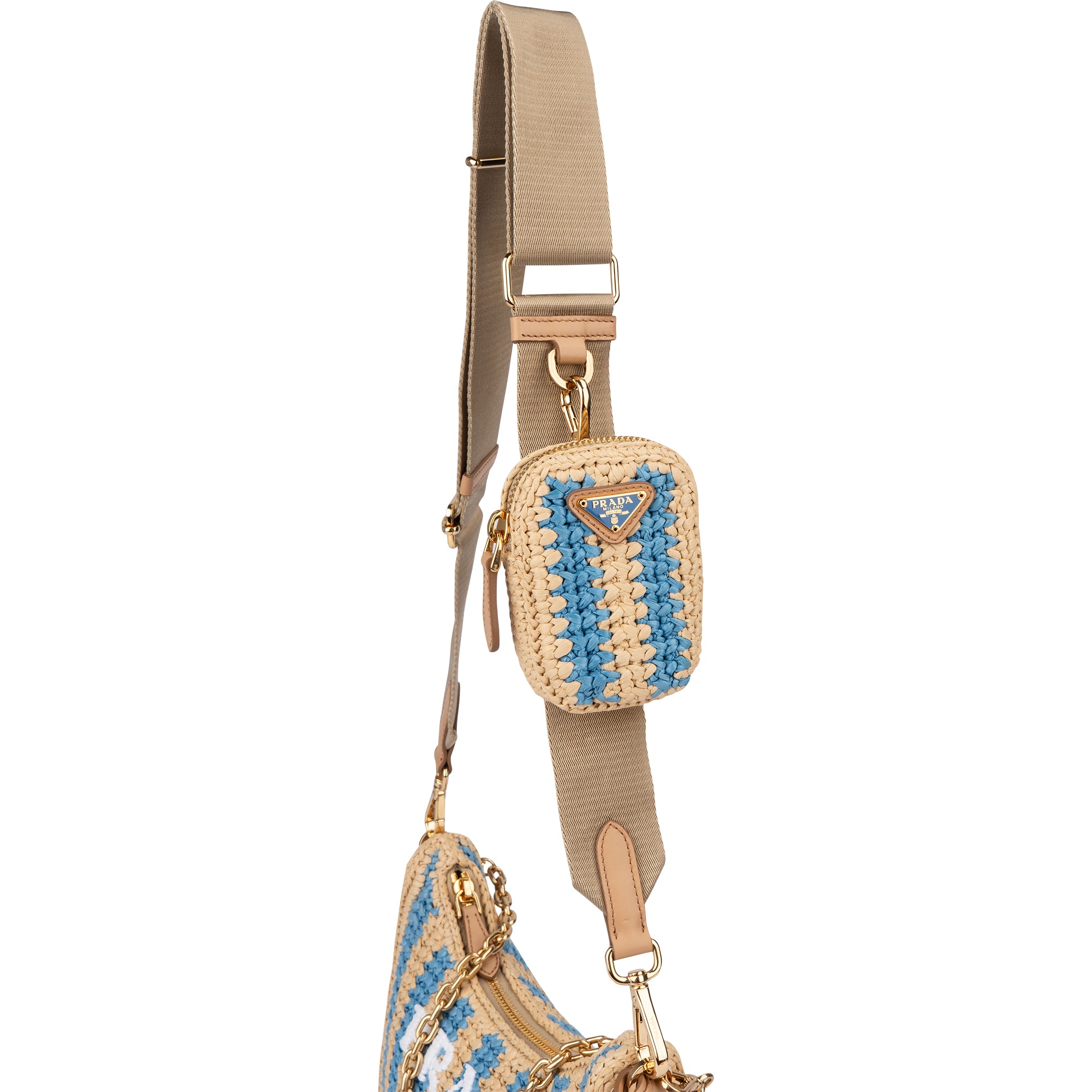 Prada Tricolor Raffia Re-Editon Crossbody Bag