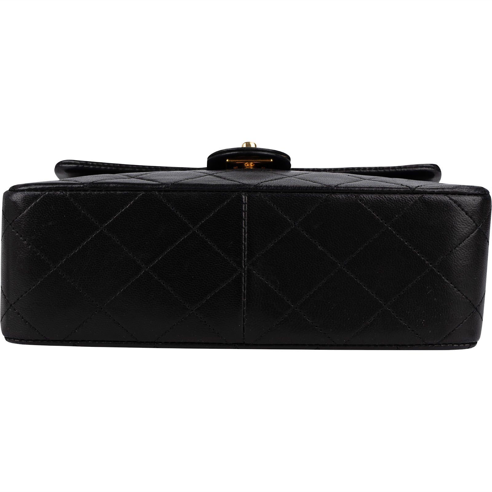 Chanel Quilted Lambskin Rectangular 24K Gold Single Flap Crossbody Bag