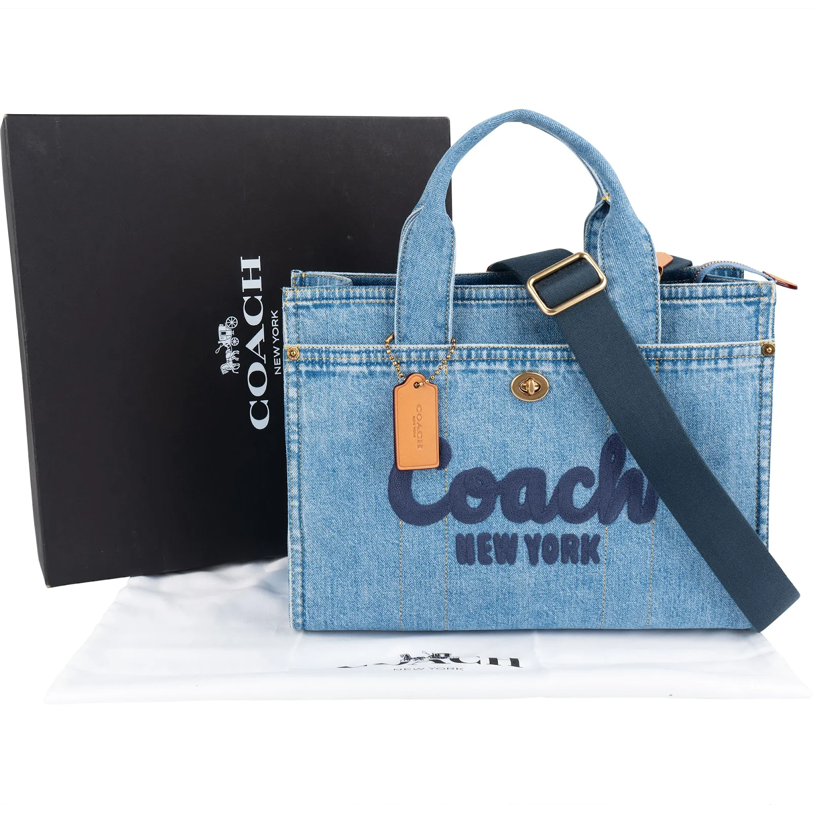 Coach Denim Cargo Tote Handbag