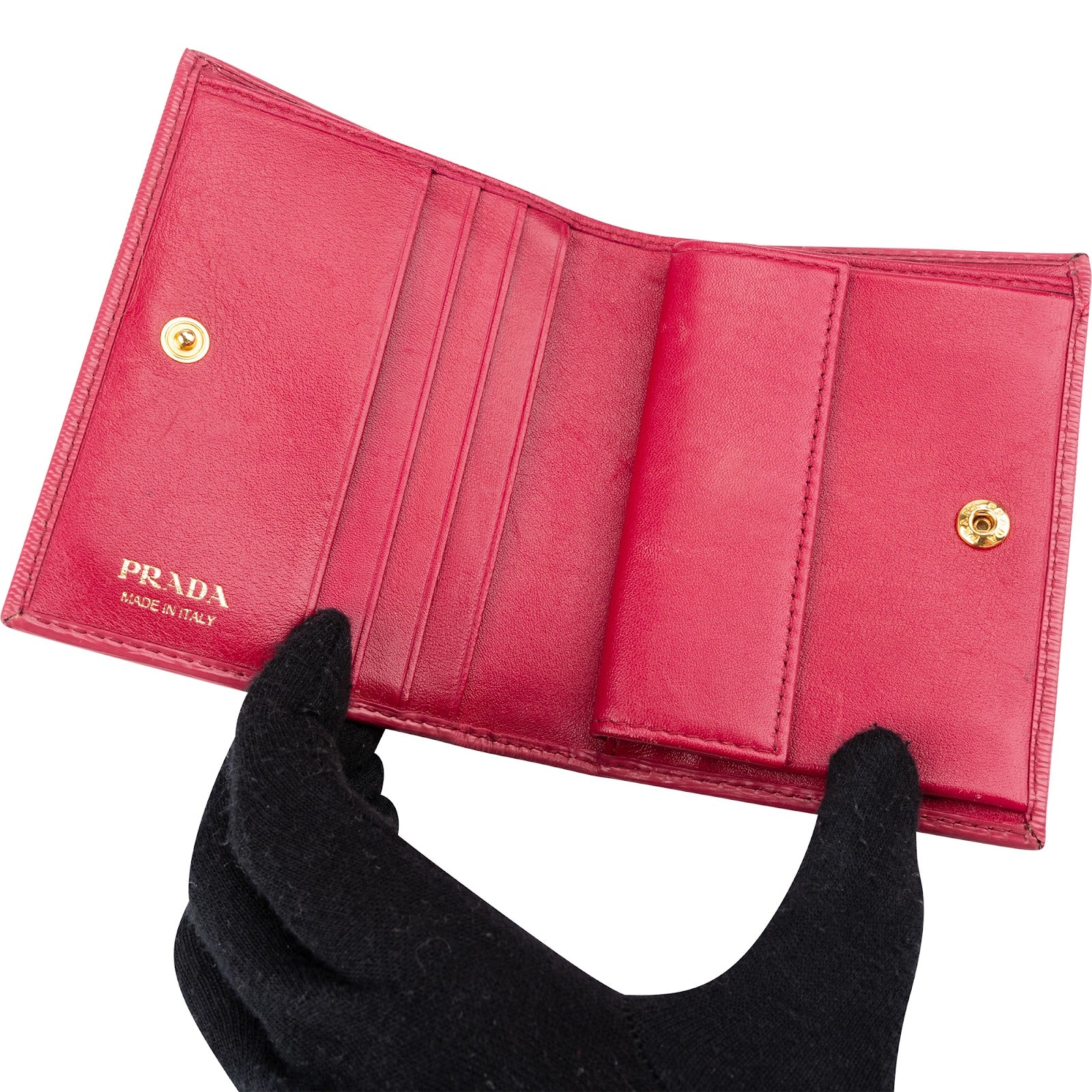 Prada - Pink Vitello Move Bifold Compact Wallet