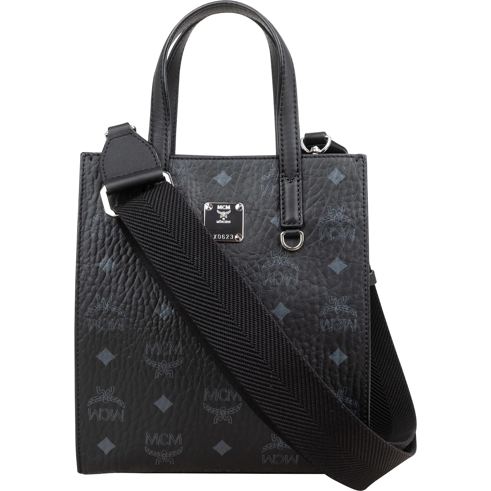 MCM Monogram Visetos Aren Mini Vertical Handbag