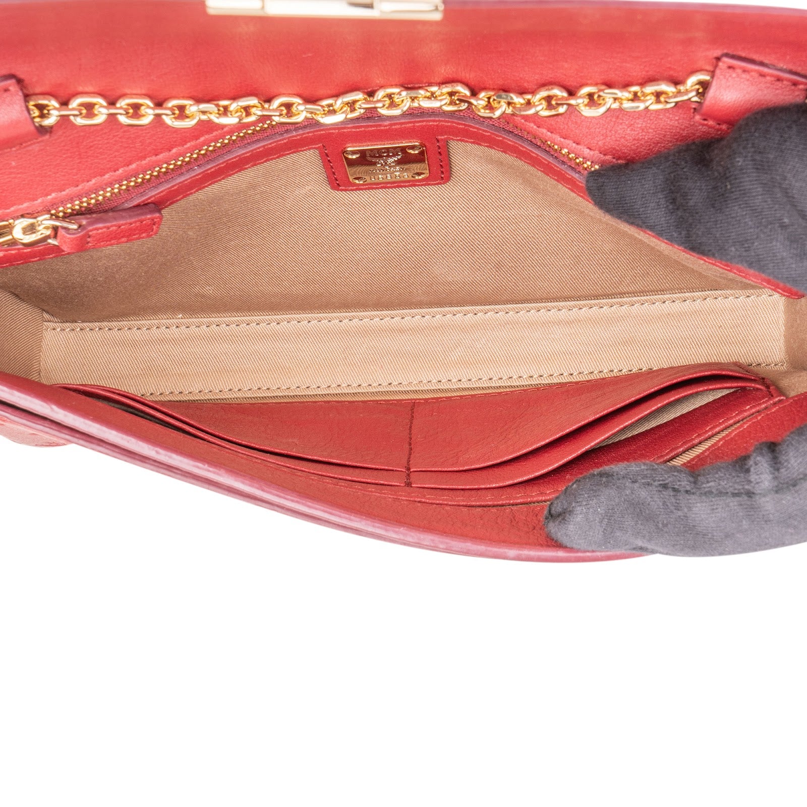 MCM Visetos Monogram Embossed Leather Millie Flap Crossbody Bag