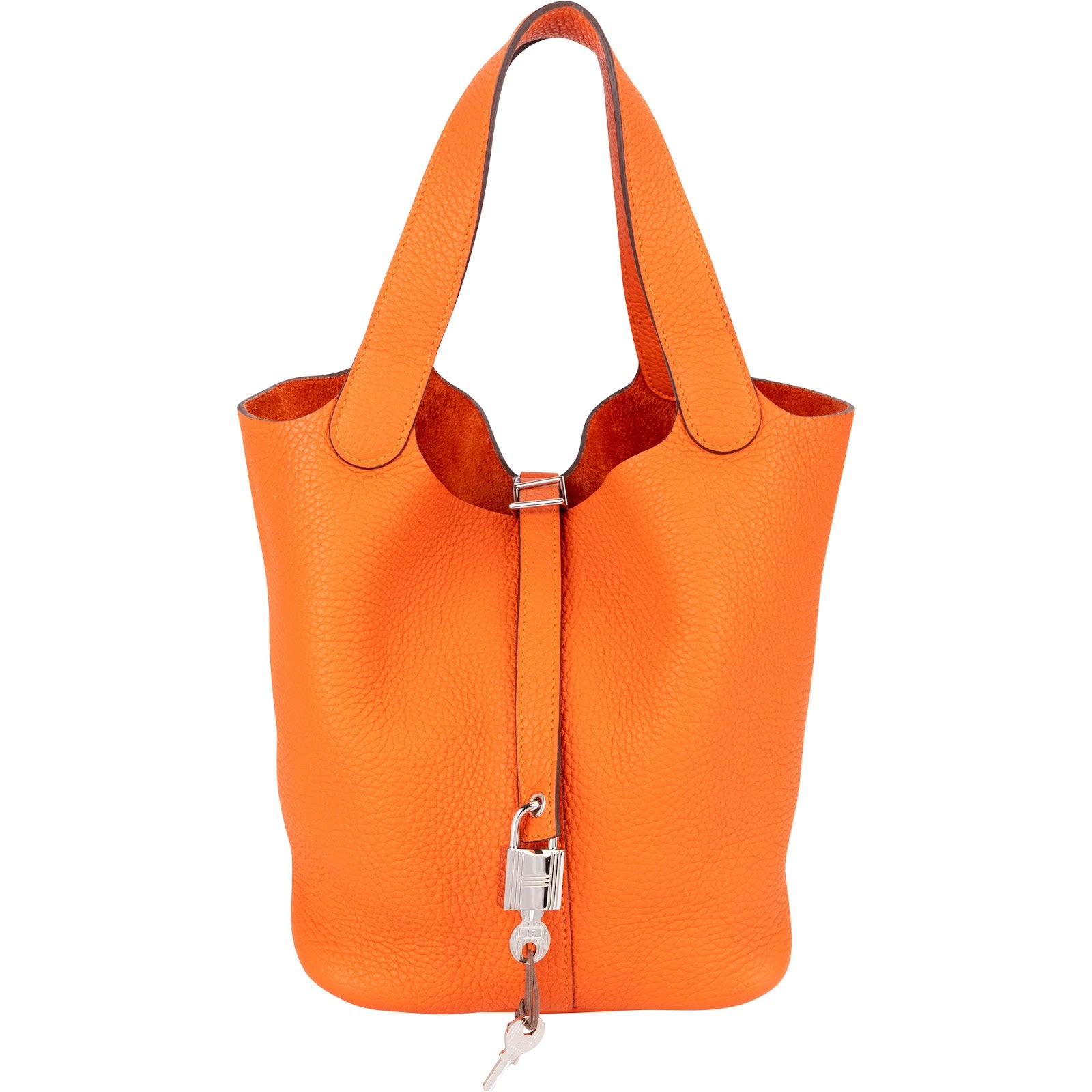 Hermès Orange Taurillon Clemence Palladium Picotin Lock 22 Handbag