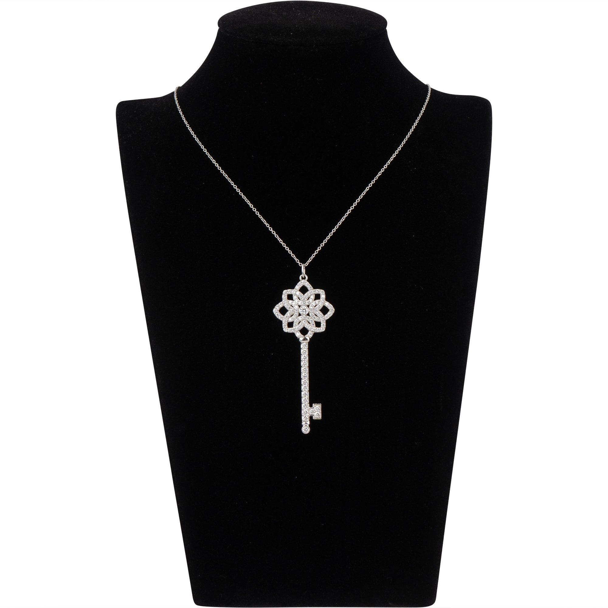 Tiffany & Co. 950 Platinum Crystal Woven Key Necklace