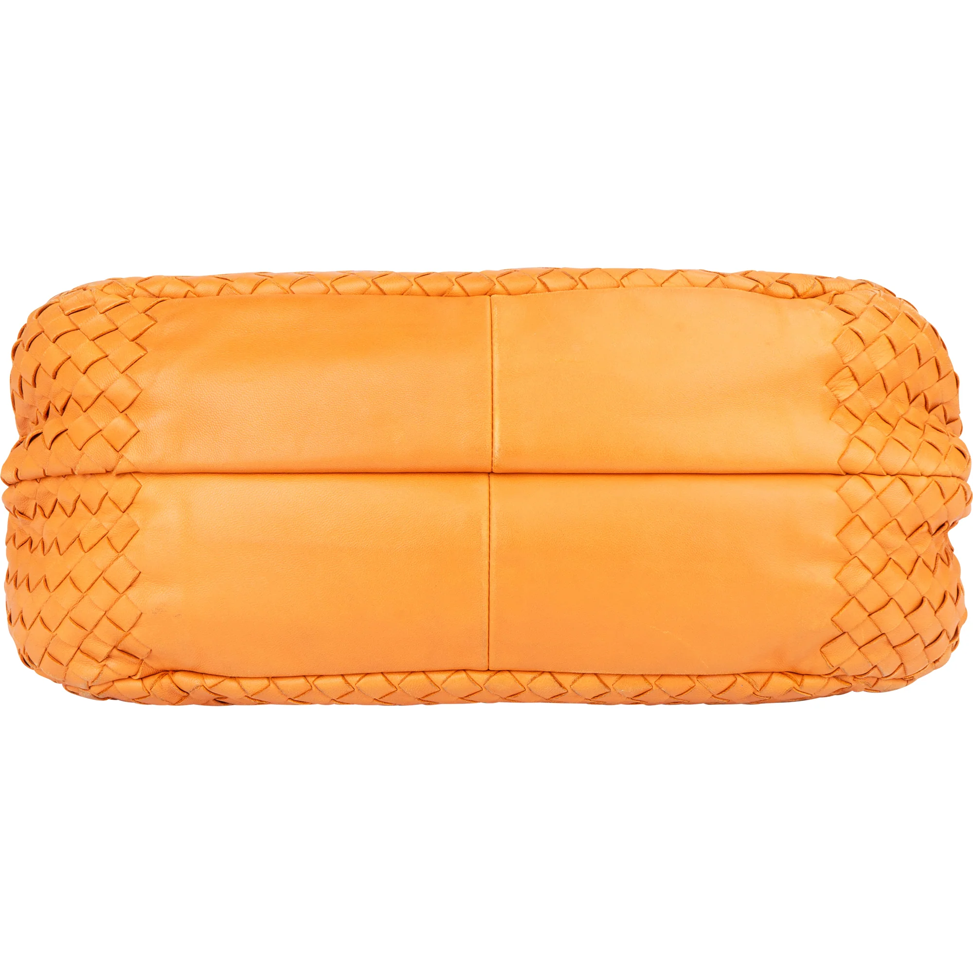 Bottega Veneta Orange Leather Intrecciato Handbag