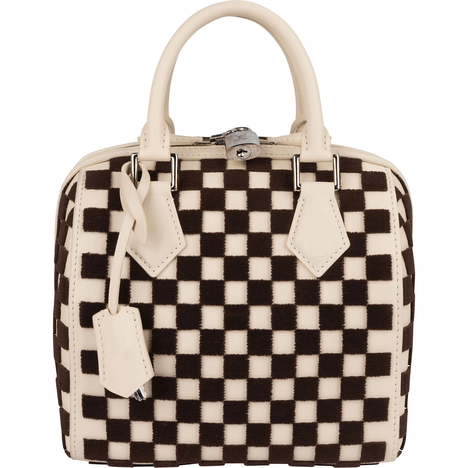 Louis Vuitton Monogram Damier Velours Speedy Cube PM Handbag