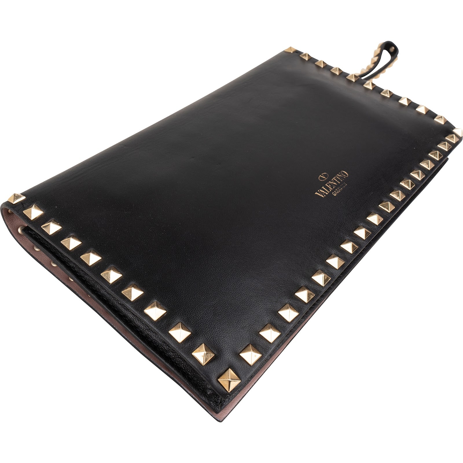 Valentino Garavani Black Leather Rockstud Clutch