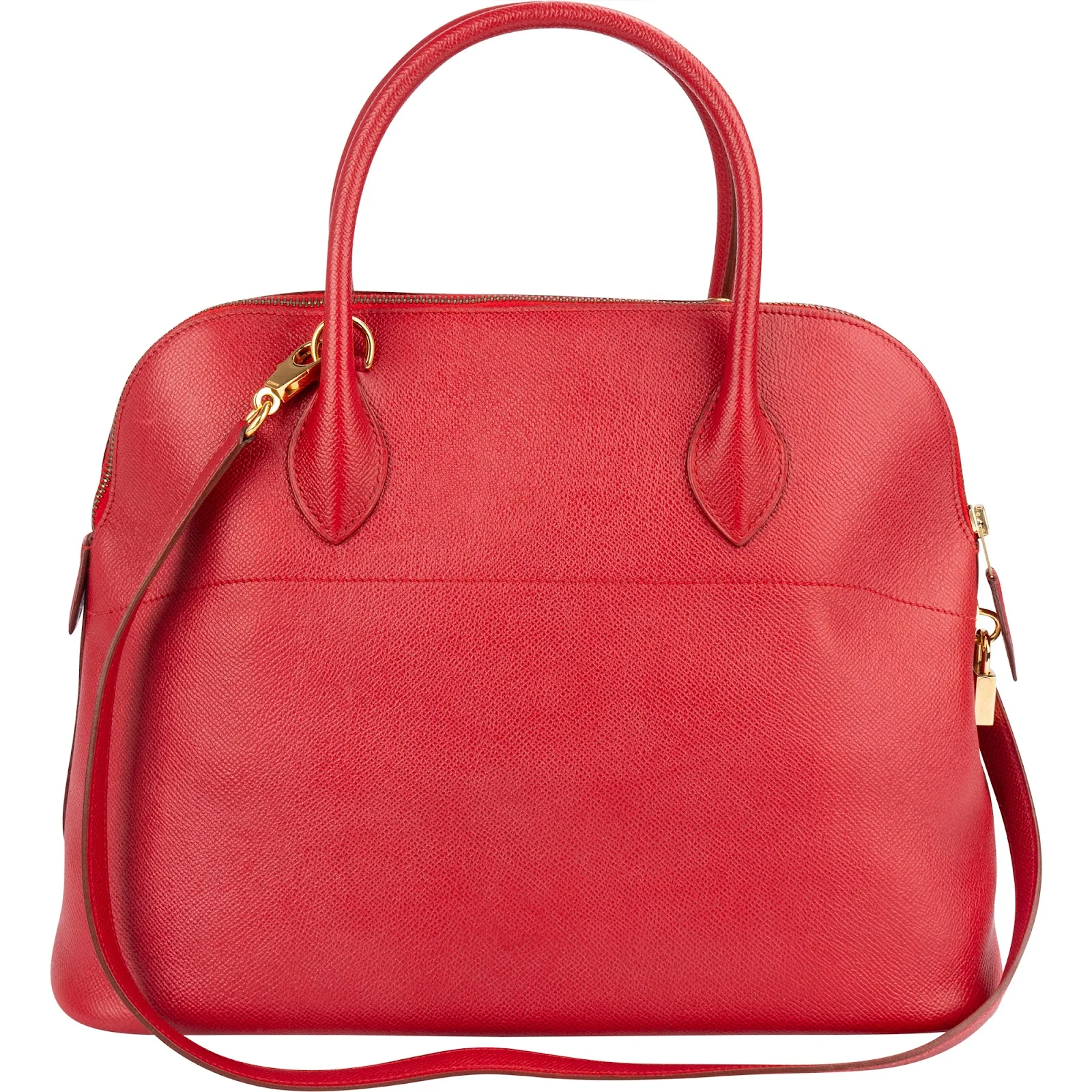 Hermès Rouge Courchevel Leather Bolide 35 Handbag