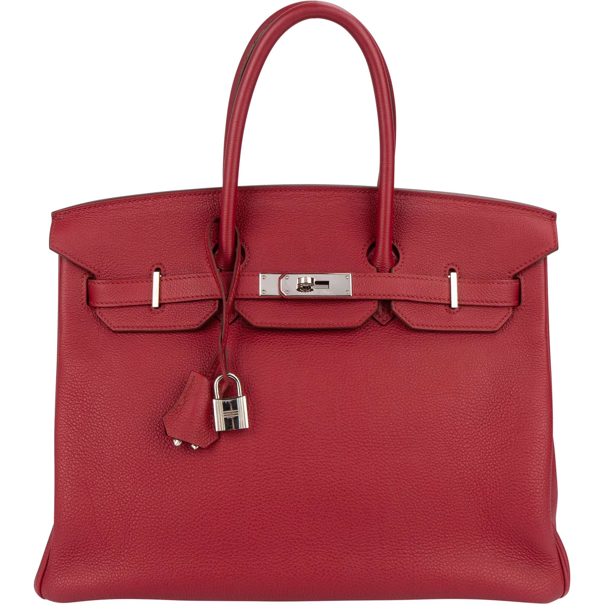 Hermès Clemence Leather Palladium Rouge H Birkin 35 Handbag