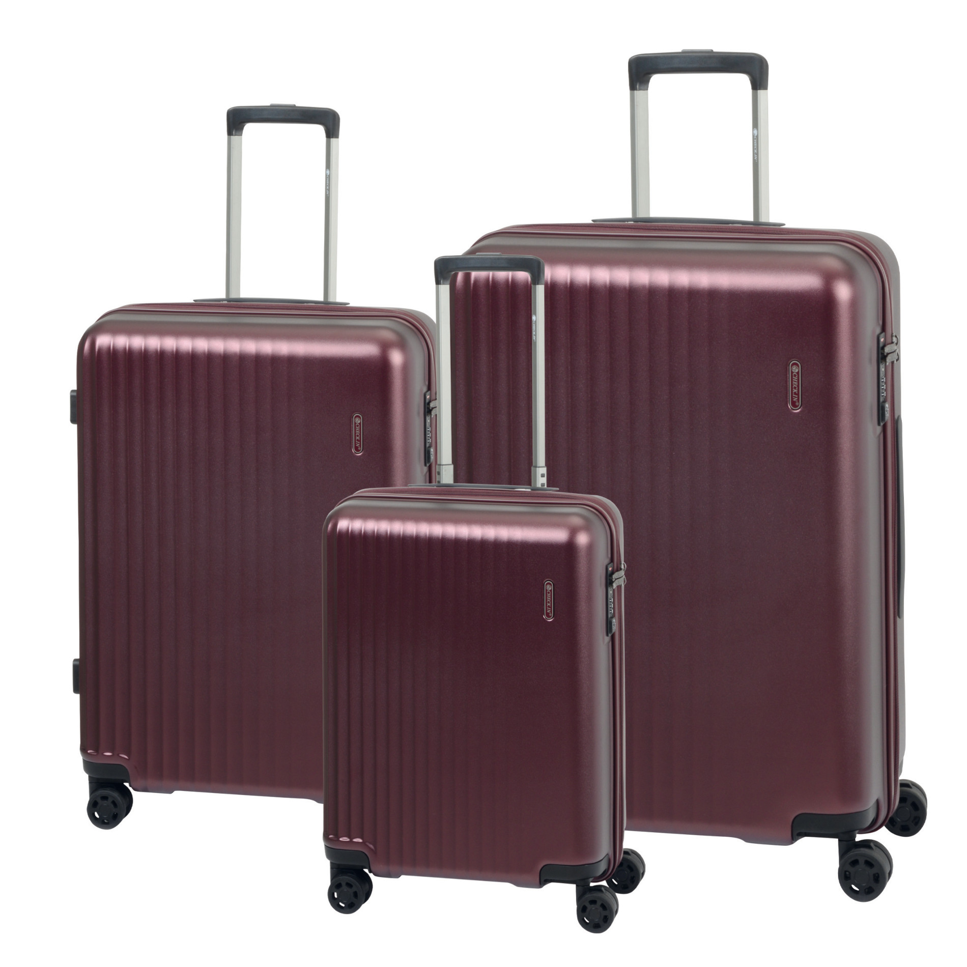 3-piece suitcase set HAMBURG with 4 wheels - red