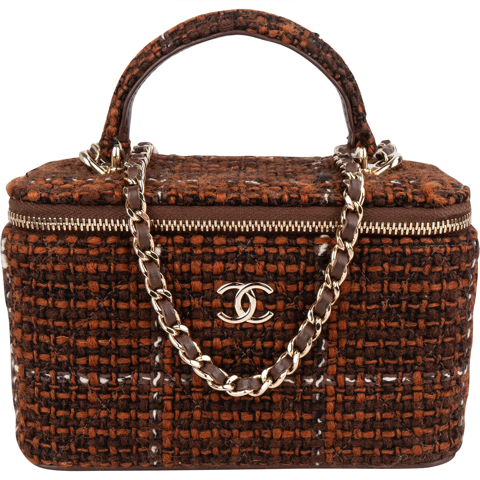 Chanel Stitching Tweed Vanity Case Crossbody Bag