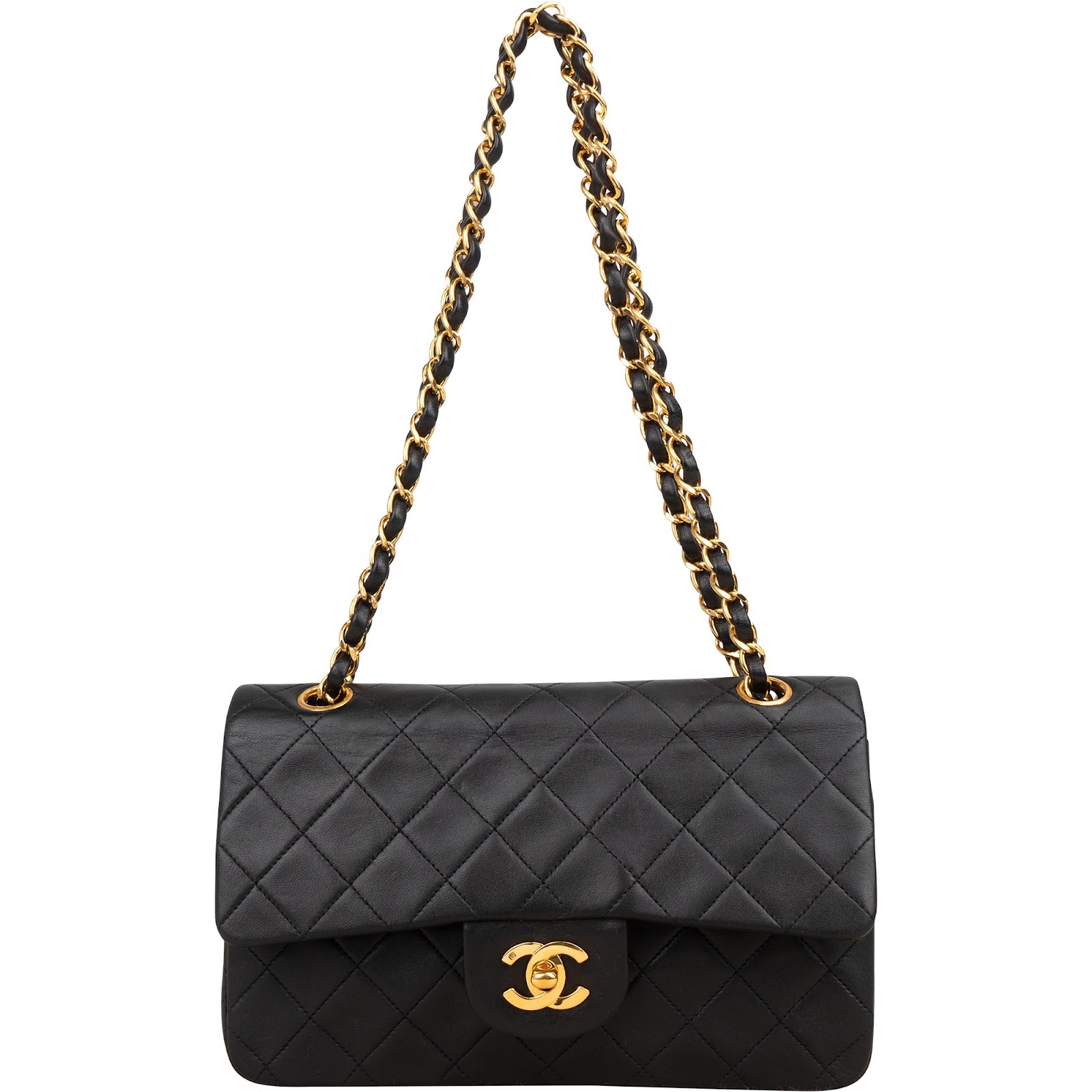 Chanel Quilted Lambskin Small 24K Gold Double Flap Shoulder Bag