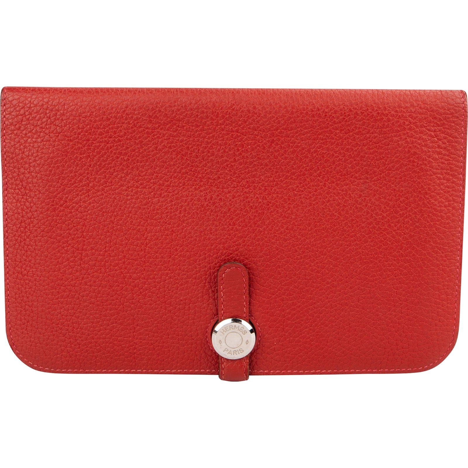 Hermès Rouge Grained Togo Leather Dogon Wallet