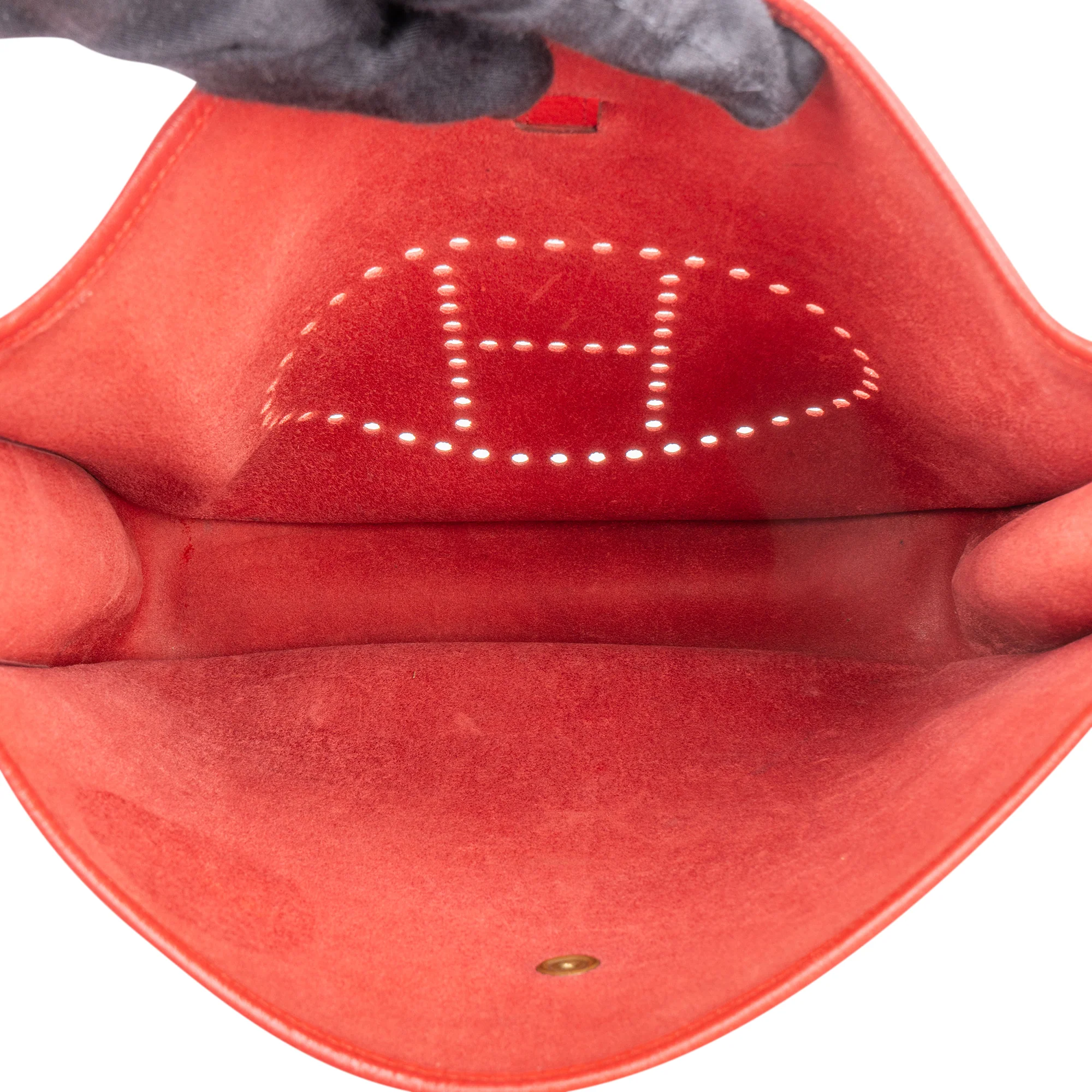 Hermès Rouge Clemence Leather Evelyne GM Crossbody Bag