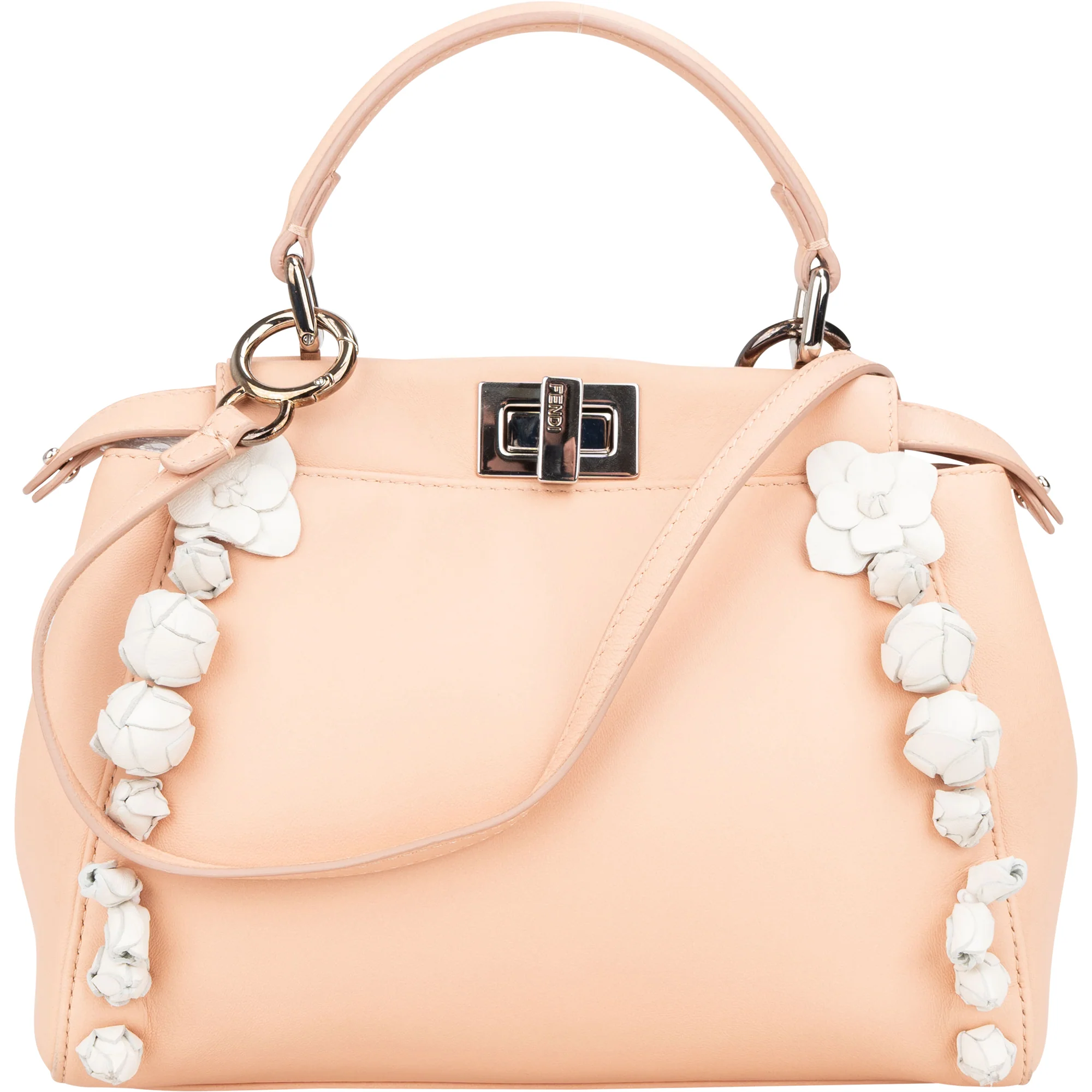 Fendi Nappa Leather Flowering Flower Mini Peekaboo Handbag