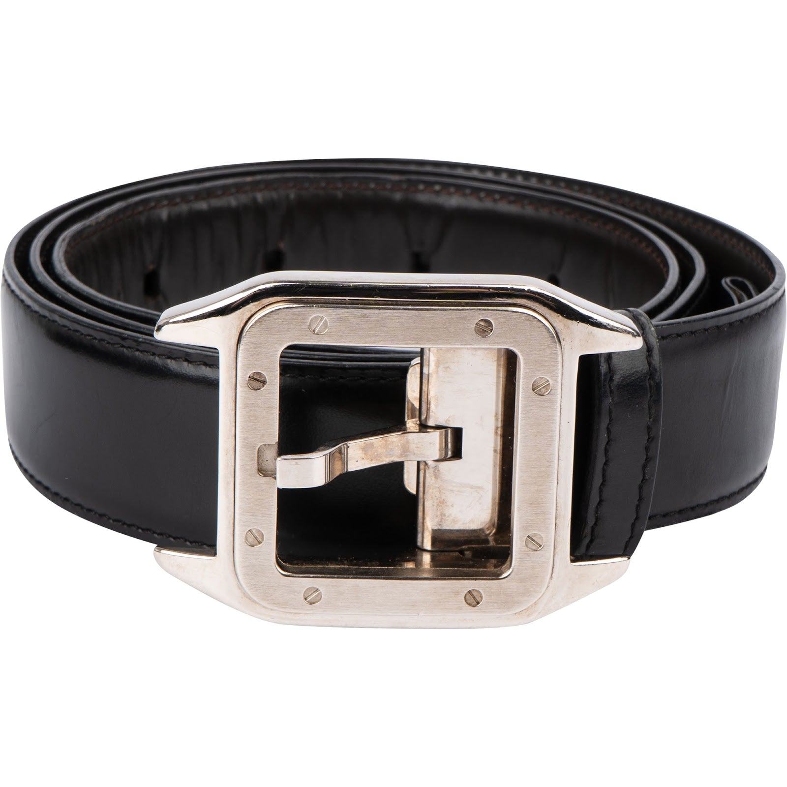 Cartier Silver Tone Reversible Leather Cartier Gürtel