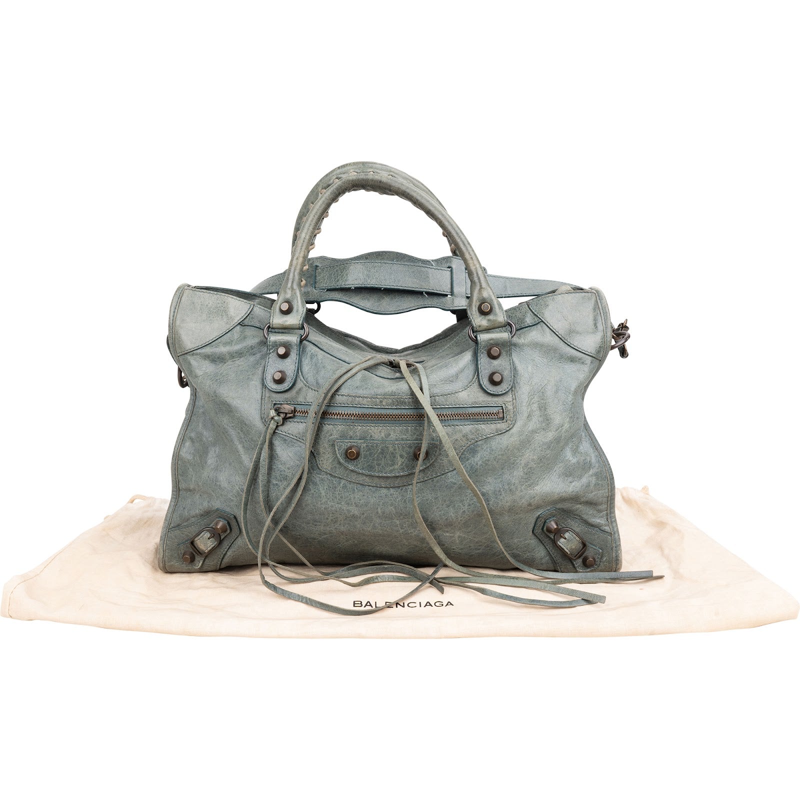 Balenciaga Petrol Leather City Handbag