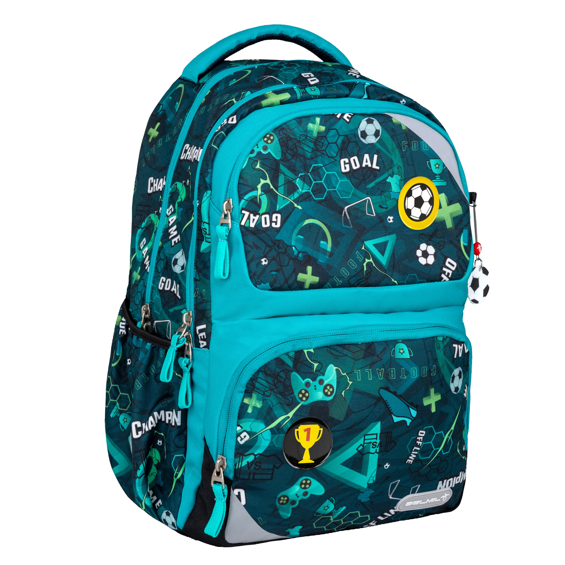 Maxi Pack Schulrucksack mit Brustgurt 2tlg. Set - Football Goal